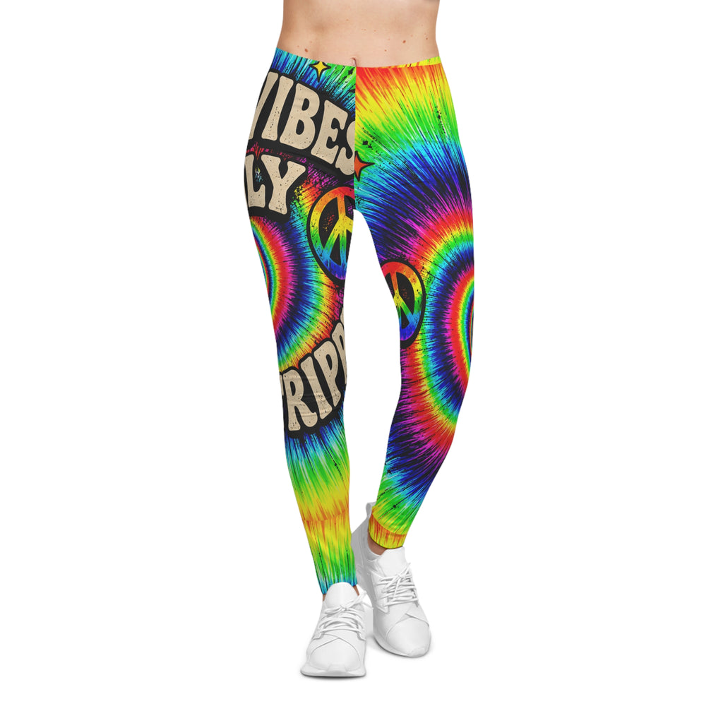 Tie-Dye Peace Vibes Leggings — "Good Vibes Only, Stay Trippy"