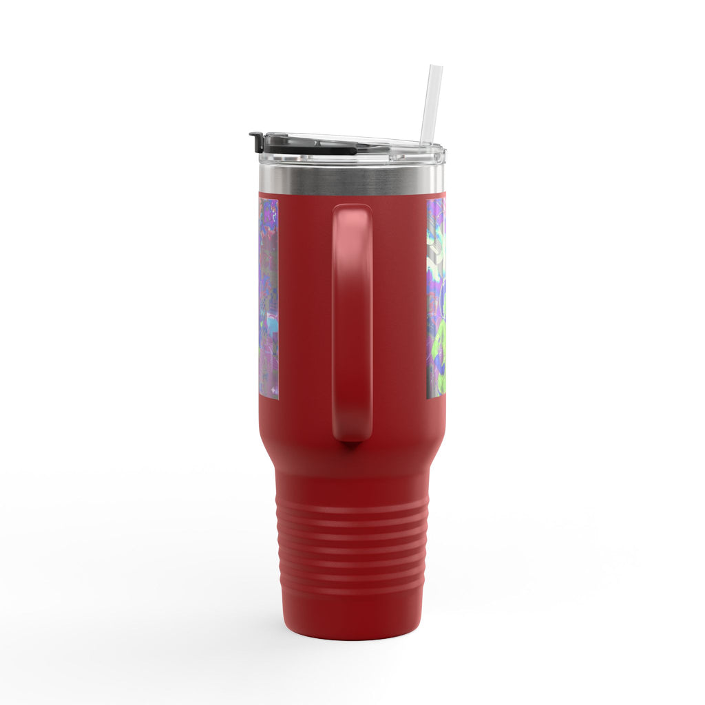 40oz Insulated Travel Mug — Neon 'Supergirl' Retro Comic Design