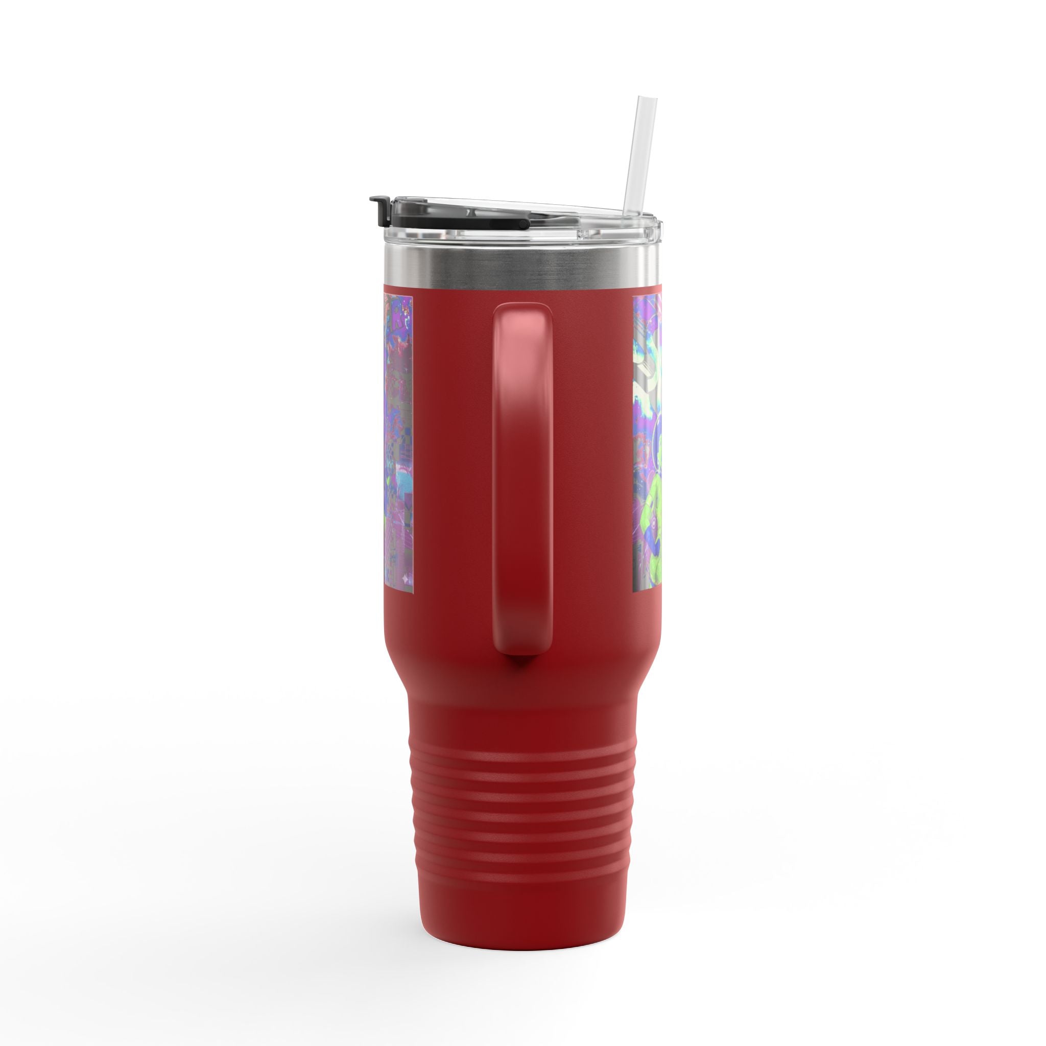40oz Insulated Travel Mug — Neon 'Supergirl' Retro Comic Design