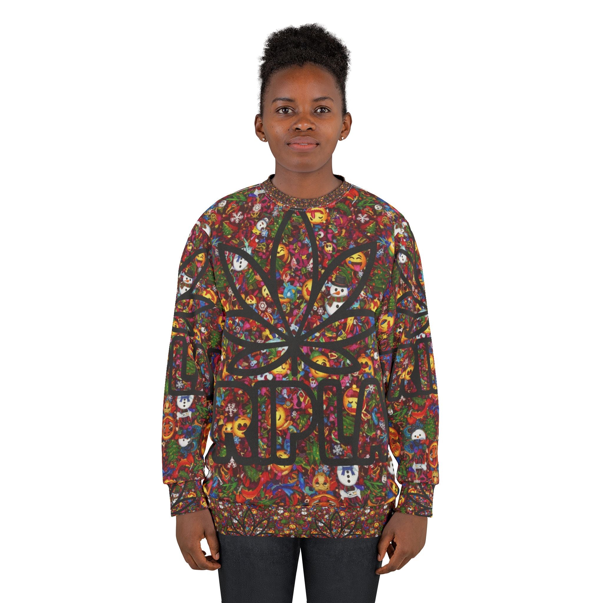 Marijuana Leaf Trippy All-Over Print Sweatshirt — Psychedelic Stoner Crewneck