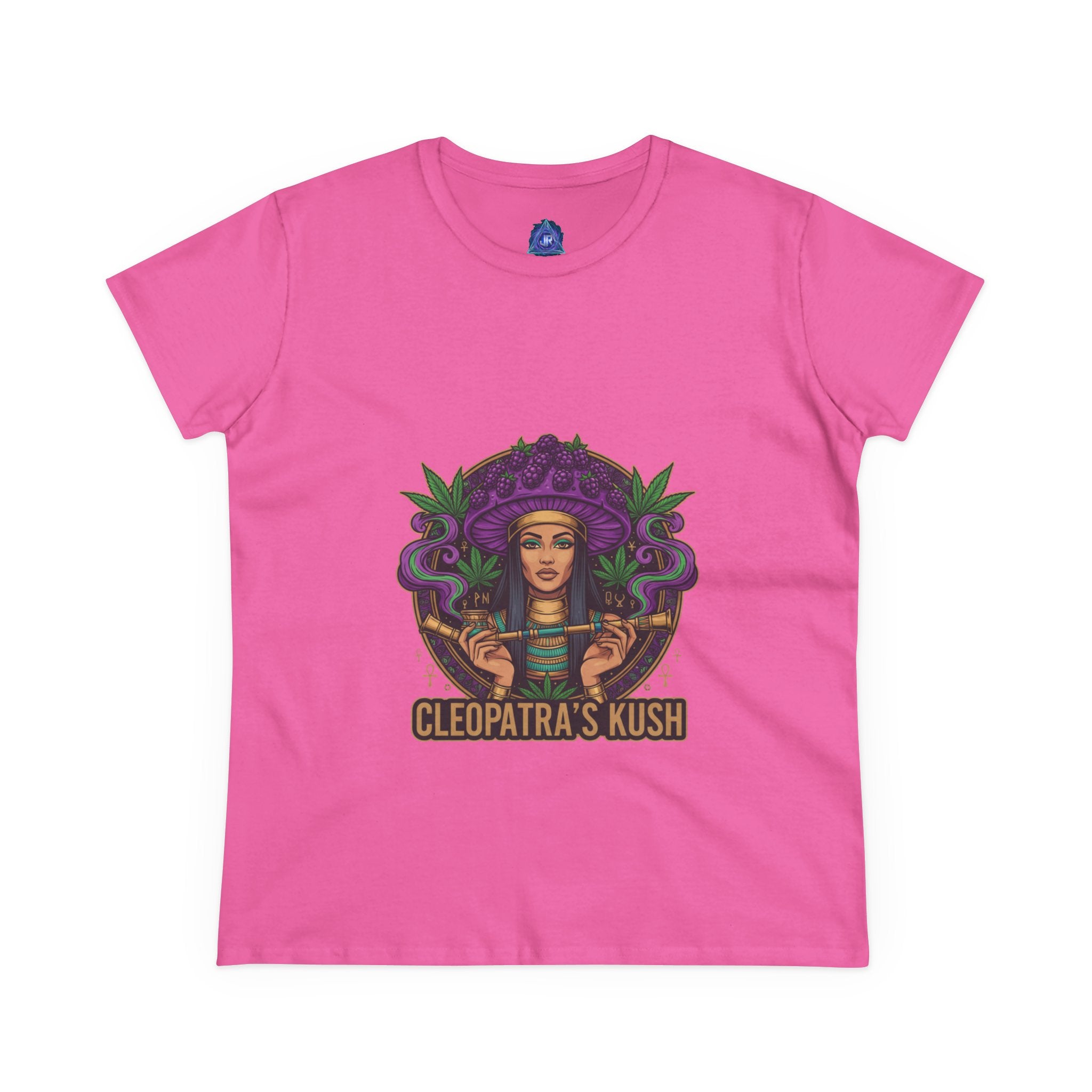 Cleopatra's Kush Women's Midweight Cotton Tee - Stylish Cannabis-Inspired T-Shirt