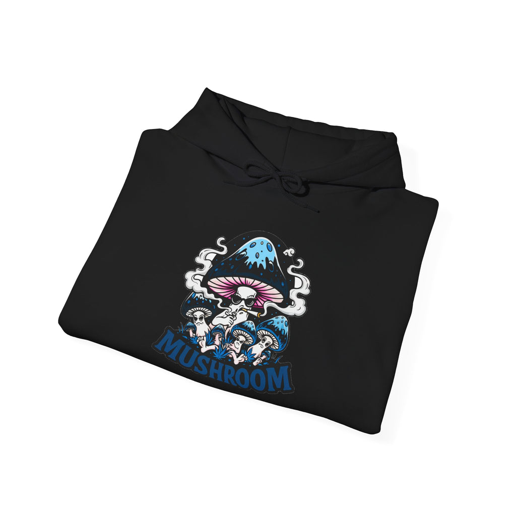 Blue Mushroom Hoodie — Mystical Fungi Graphic Sweatshirt