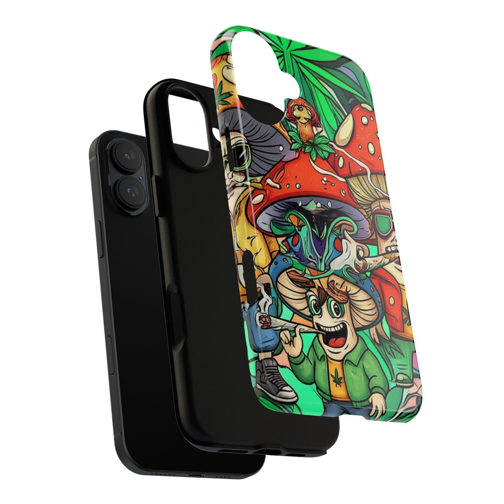Vibrant Phone Case Featuring Funky Mushroom Art, Tough Cases, Trendy Accessories, Unique Gifts, Eclectic Style, Phone Protection Printify