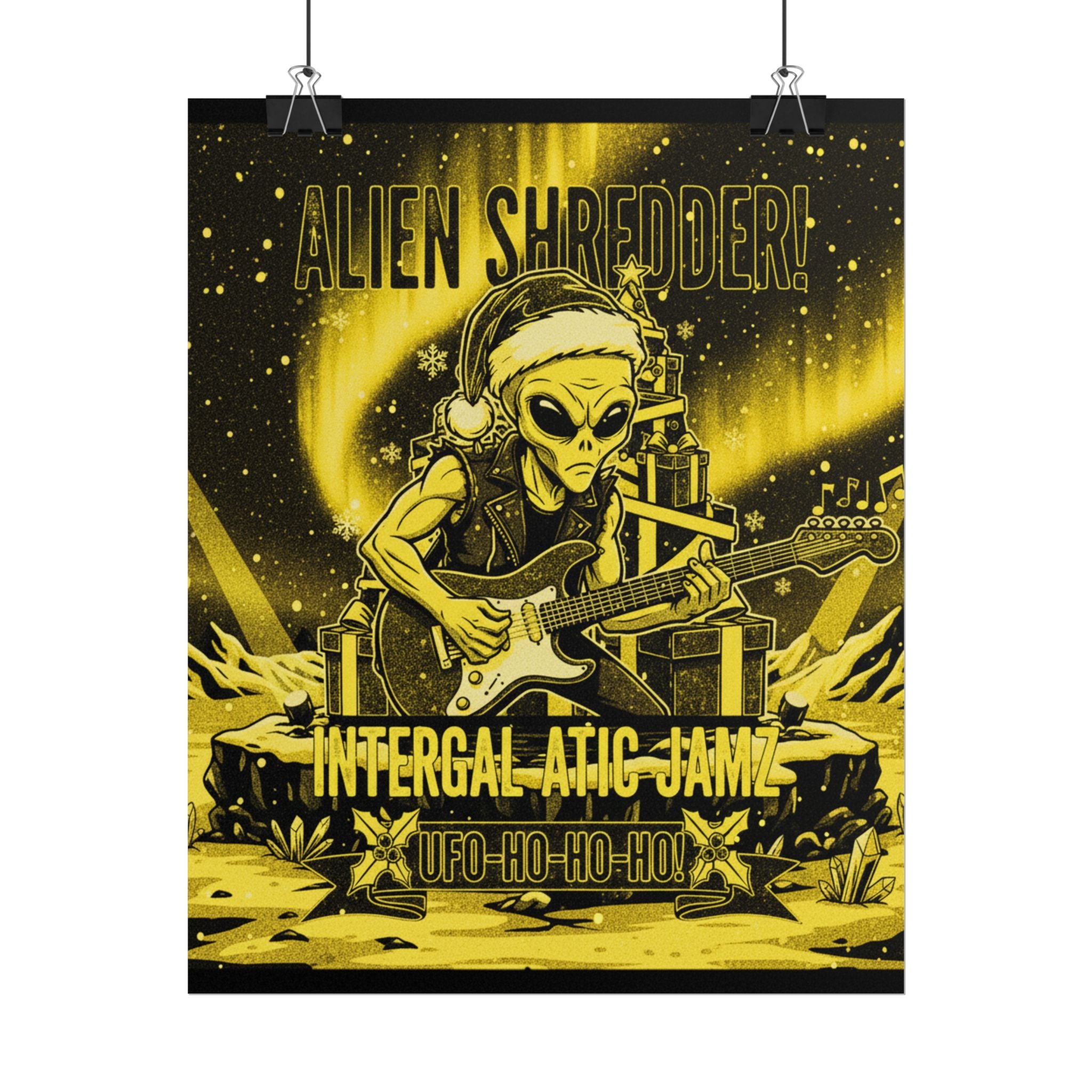Alien Shredder Poster — 'Intergalactic Jamz' Retro Rock Music Print