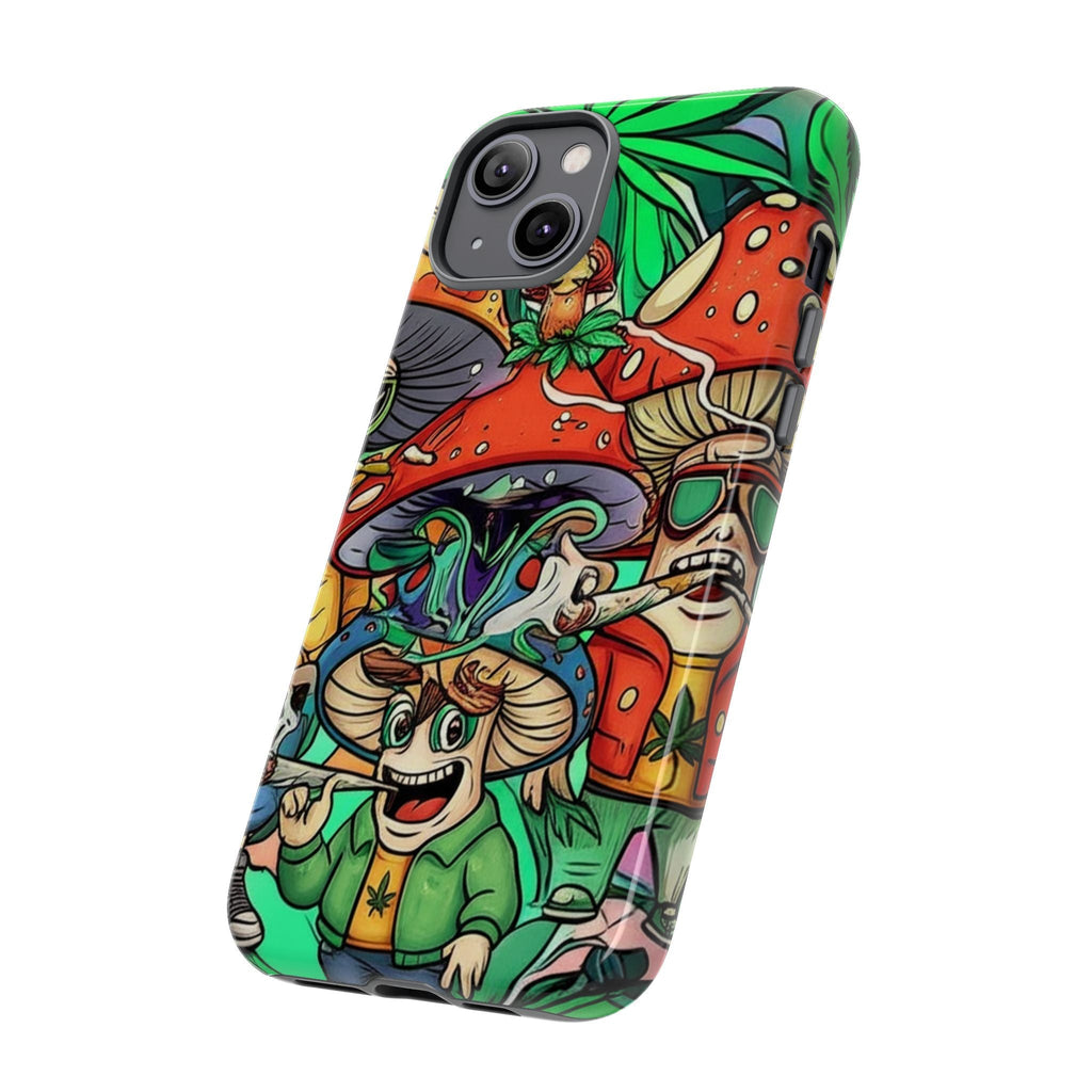 Vibrant Phone Case Featuring Funky Mushroom Art, Tough Cases, Trendy Accessories, Unique Gifts, Eclectic Style, Phone Protection Printify