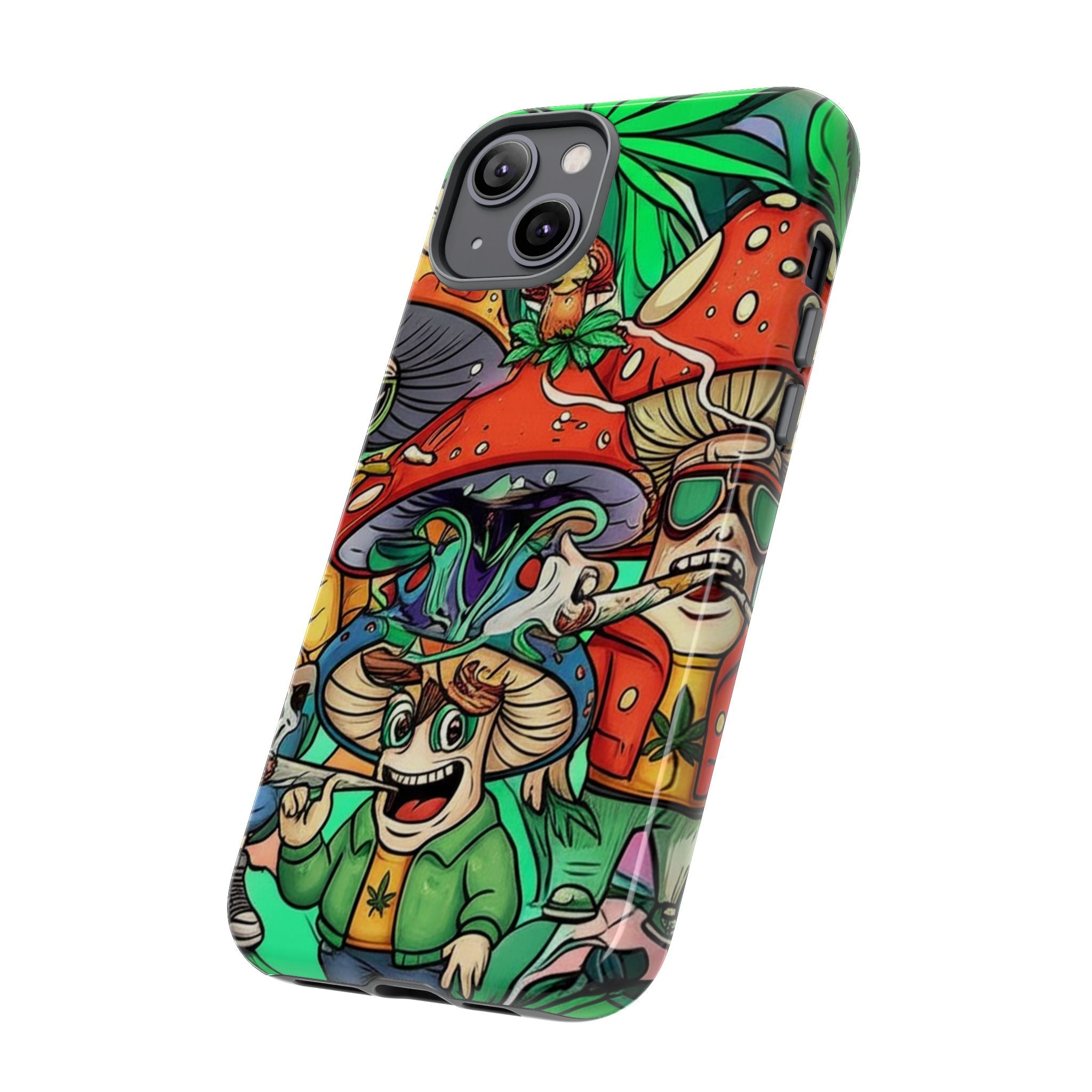 Vibrant Phone Case Featuring Funky Mushroom Art, Tough Cases, Trendy Accessories, Unique Gifts, Eclectic Style, Phone Protection Printify