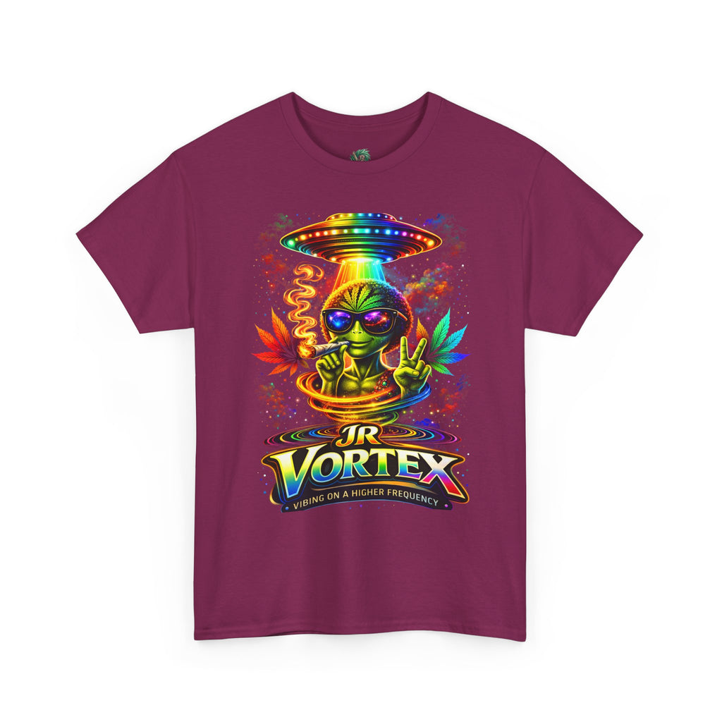 JR Vortex Alien UFO Tee – Psychedelic Cannabis Streetwear T-Shirt | Vibing on a Higher Frequency