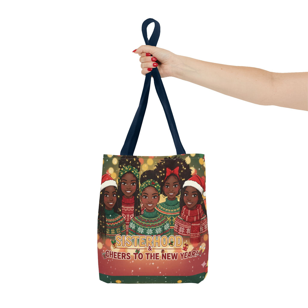 Sisterhood Holiday Tote Bag — “Cheers to the New Year!” Christmas Market Bag