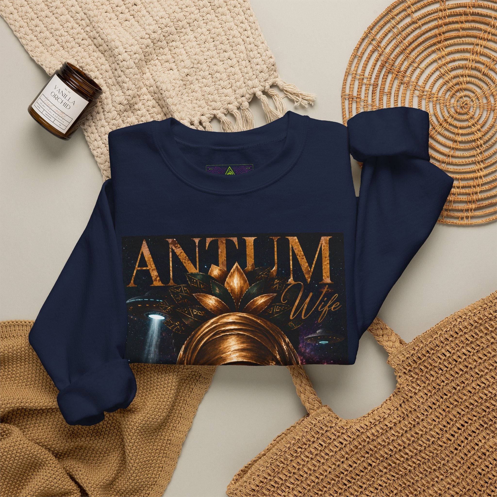 Crewneck Sweatshirt — 'Anitum' Afrocentric Goddess Portrait Crewneck