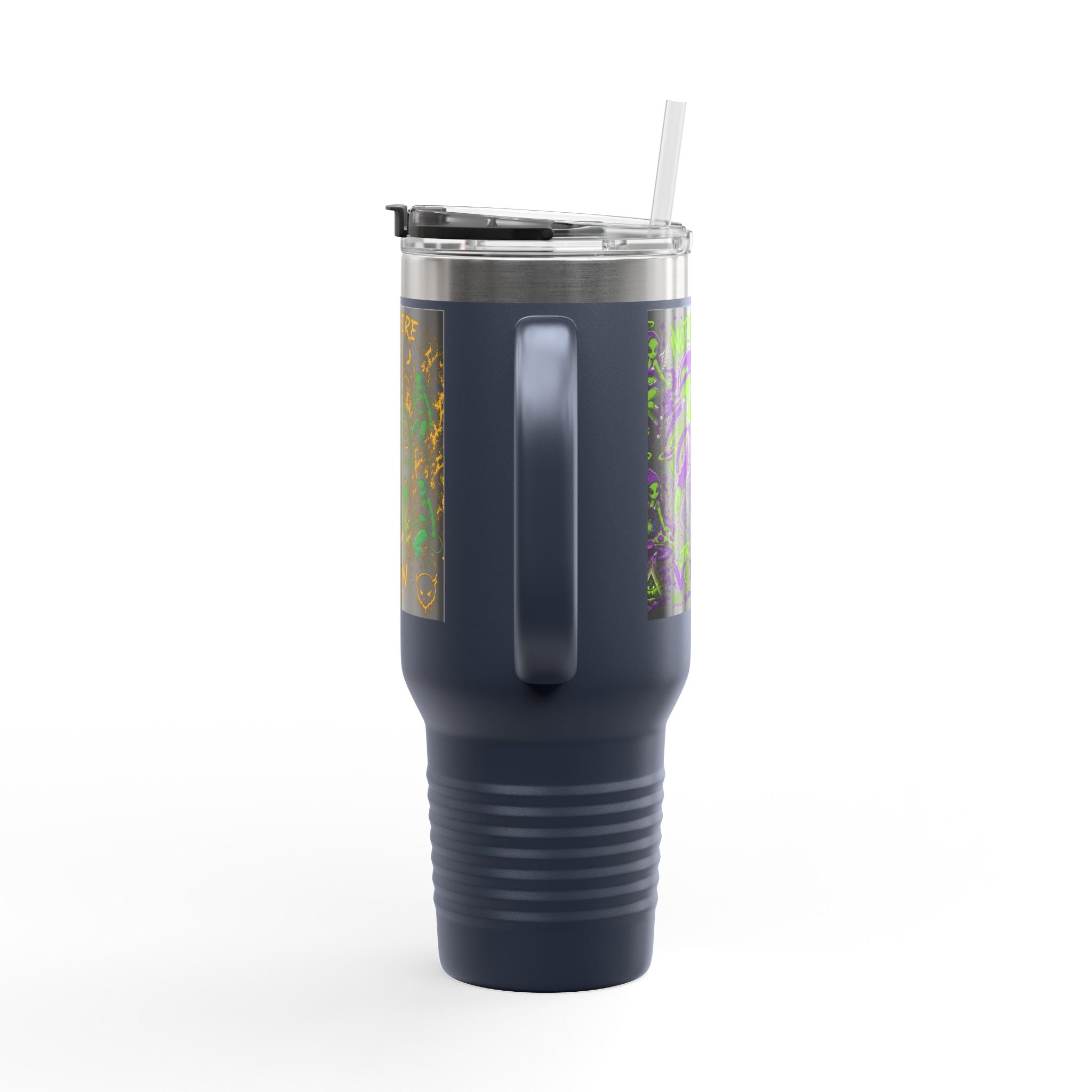 40oz Insulated Travel Mug — "Not From Here to Fit In" Alien Graphic