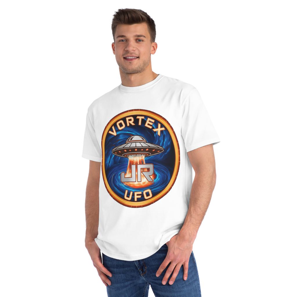 Vortex UFO JR Patch T‑Shirt — Retro UFO Badge Graphic Tee Printify
