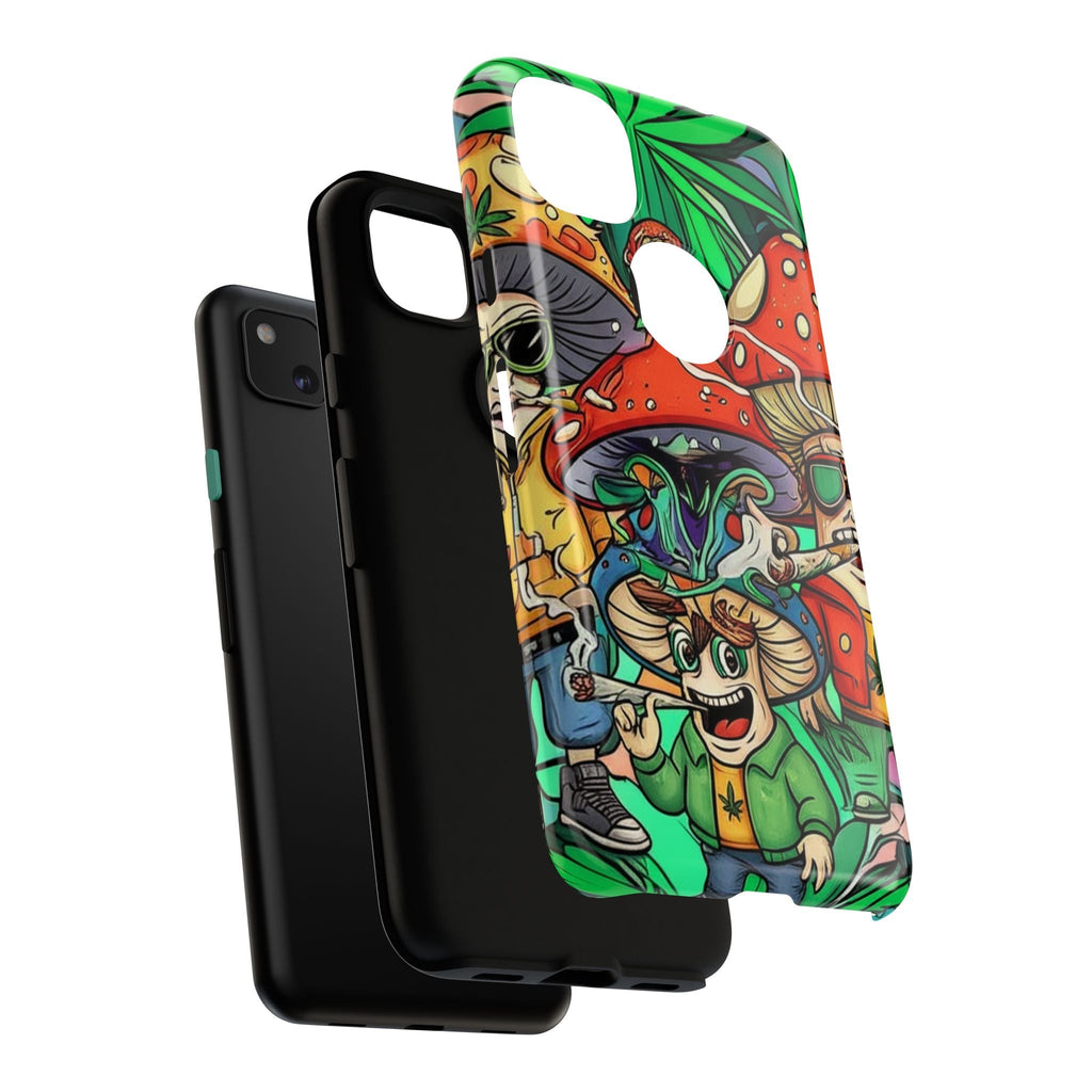 Vibrant Phone Case Featuring Funky Mushroom Art, Tough Cases, Trendy Accessories, Unique Gifts, Eclectic Style, Phone Protection Printify