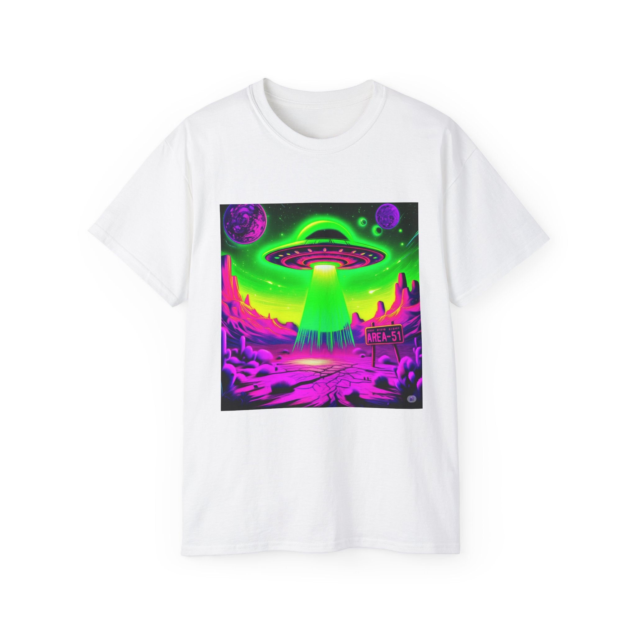 Cosmic Alien UFO Graphic T-Shirt | Neon Sci-Fi Streetwear Tee Printify