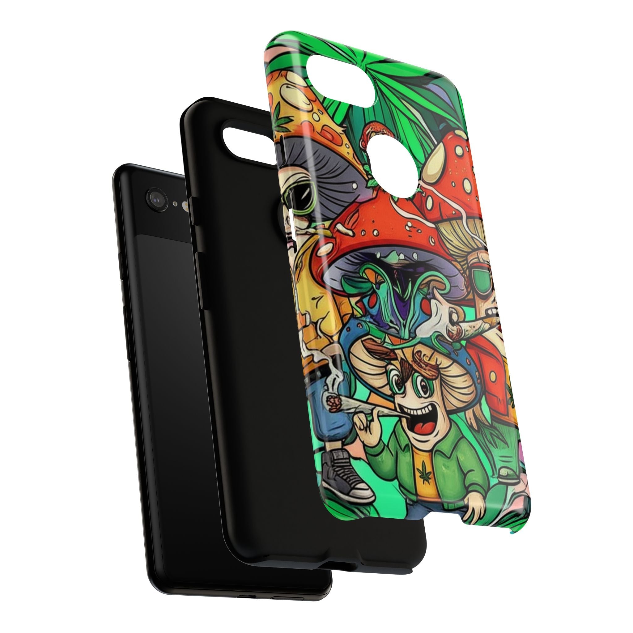 Vibrant Phone Case Featuring Funky Mushroom Art, Tough Cases, Trendy Accessories, Unique Gifts, Eclectic Style, Phone Protection Printify