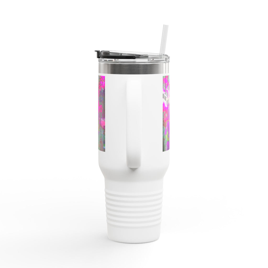40oz Travel Mug — Neon 'Super Girl' Retro Comic Design