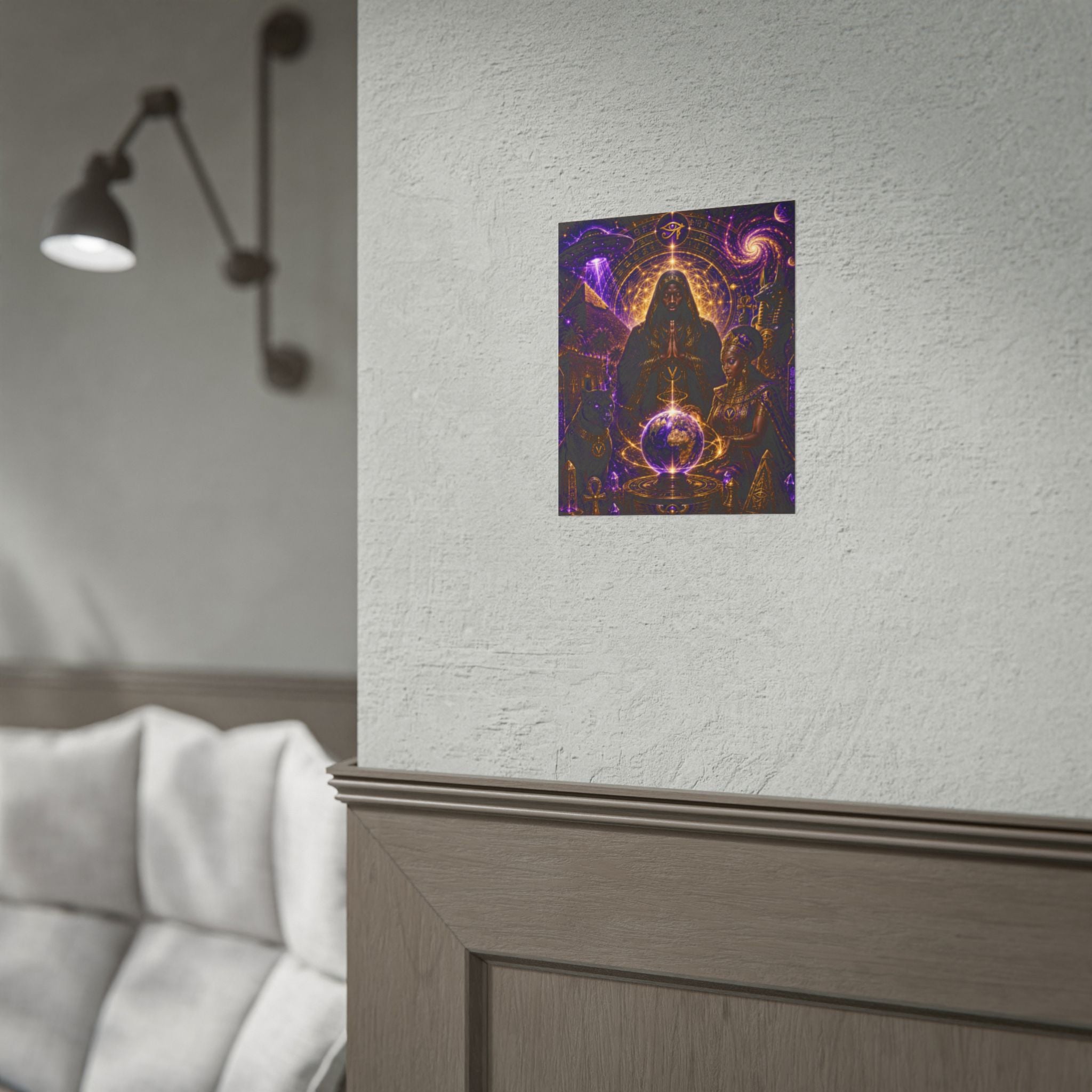 Egyptian Mystic Poster - Cosmic Ankh & Pharaoh Art Print (Rolled Poster)