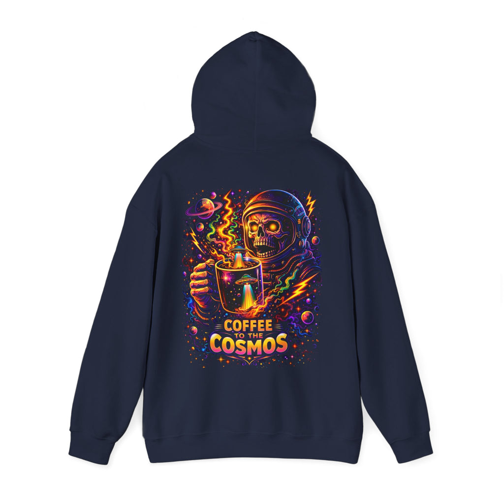 Cosmic Coffee Hoodie — "Coffee to the Cosmos" Astronaut Skull Graphic Hoodie Printify