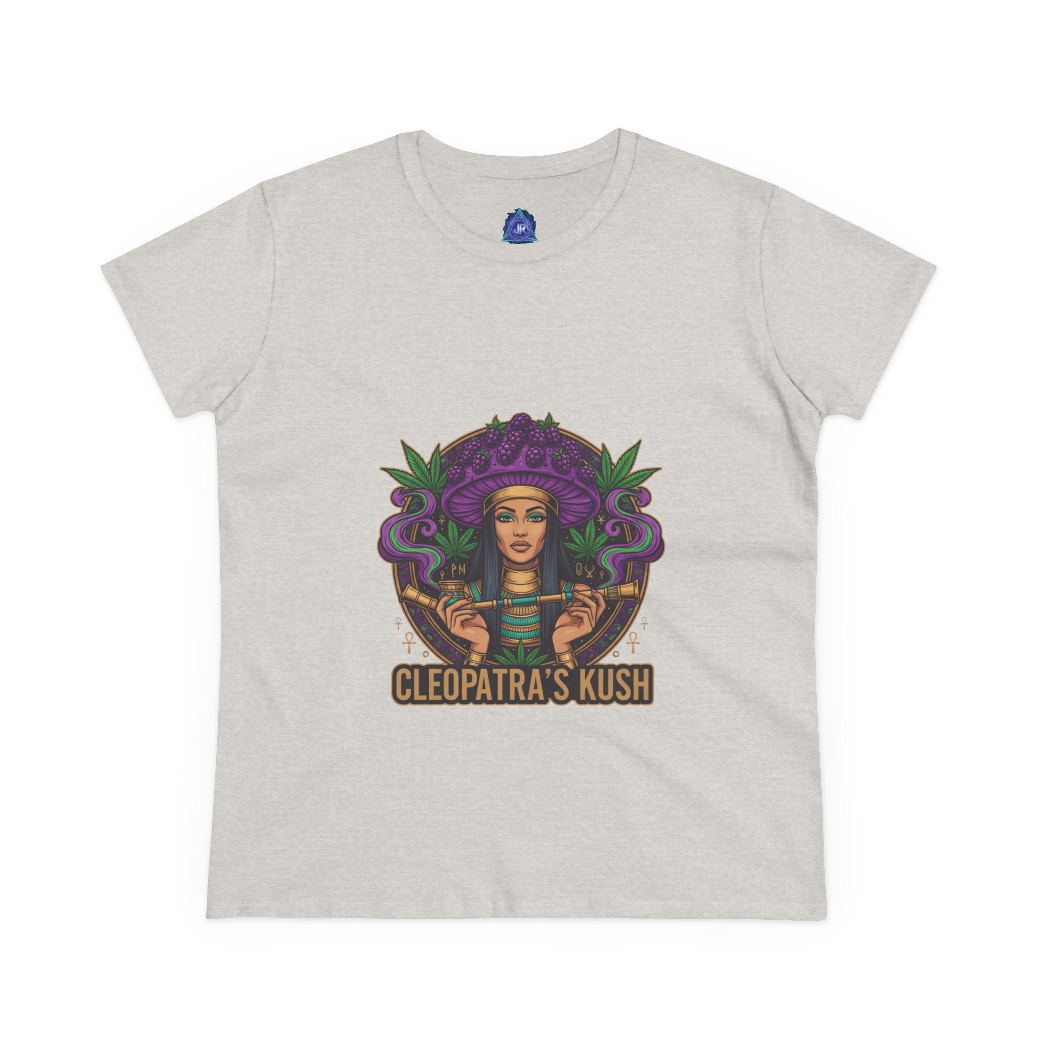 Cleopatra's Kush Women's Midweight Cotton Tee - Stylish Cannabis-Inspired T-Shirt