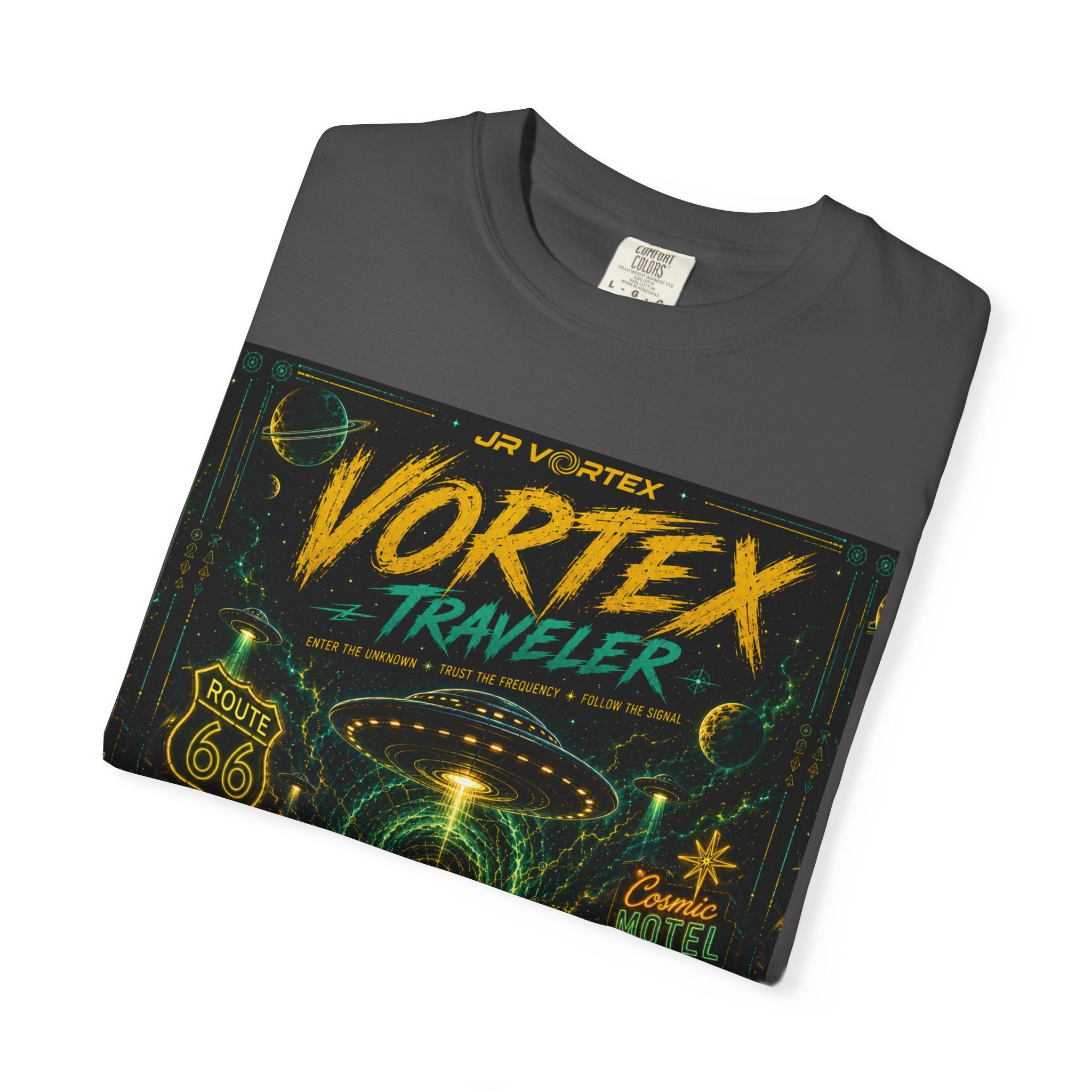 Vortex Traveler T-Shirt — Retro Sci‑Fi Roadtrip Graphic Tee