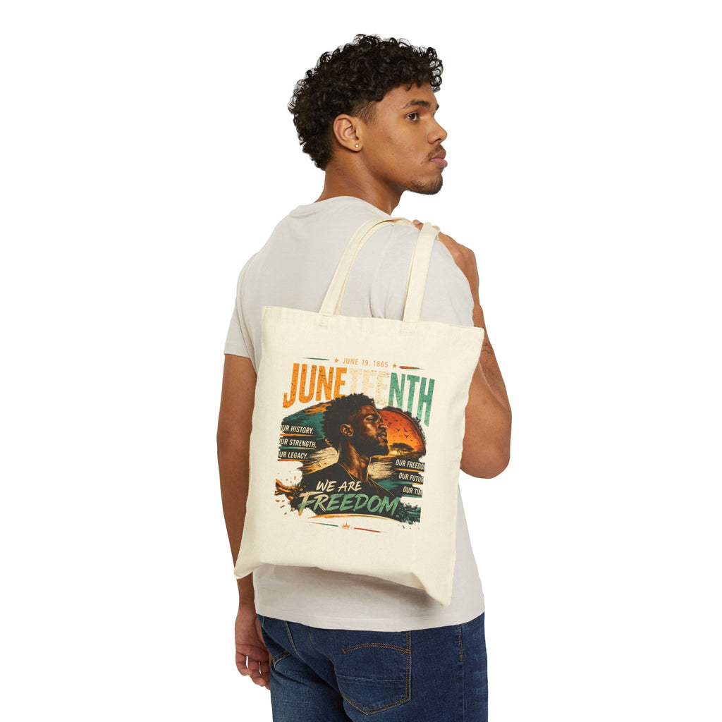 Juneteenth Freedom Canvas Tote — "We Are Freedom" Cotton Book & Market Bag