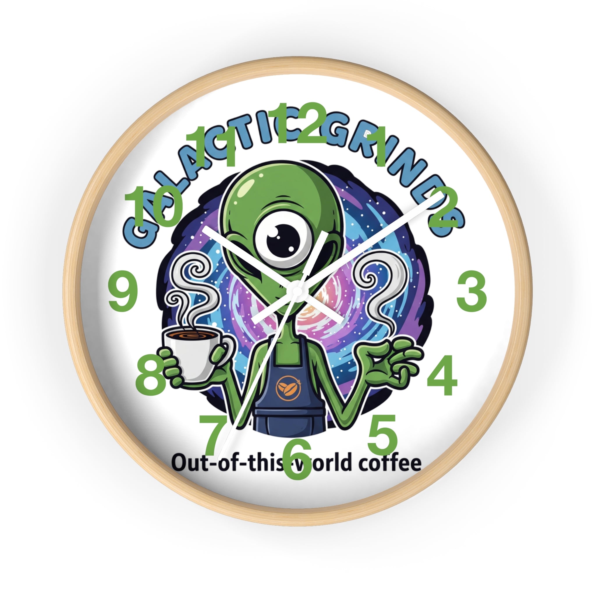Out-of-This-World Alien Wall Clock | Galactic Grinds Decor | Fun Unique Timepiece for Coffee Lovers | Playful Gift Idea | Space Theme Home☕️
