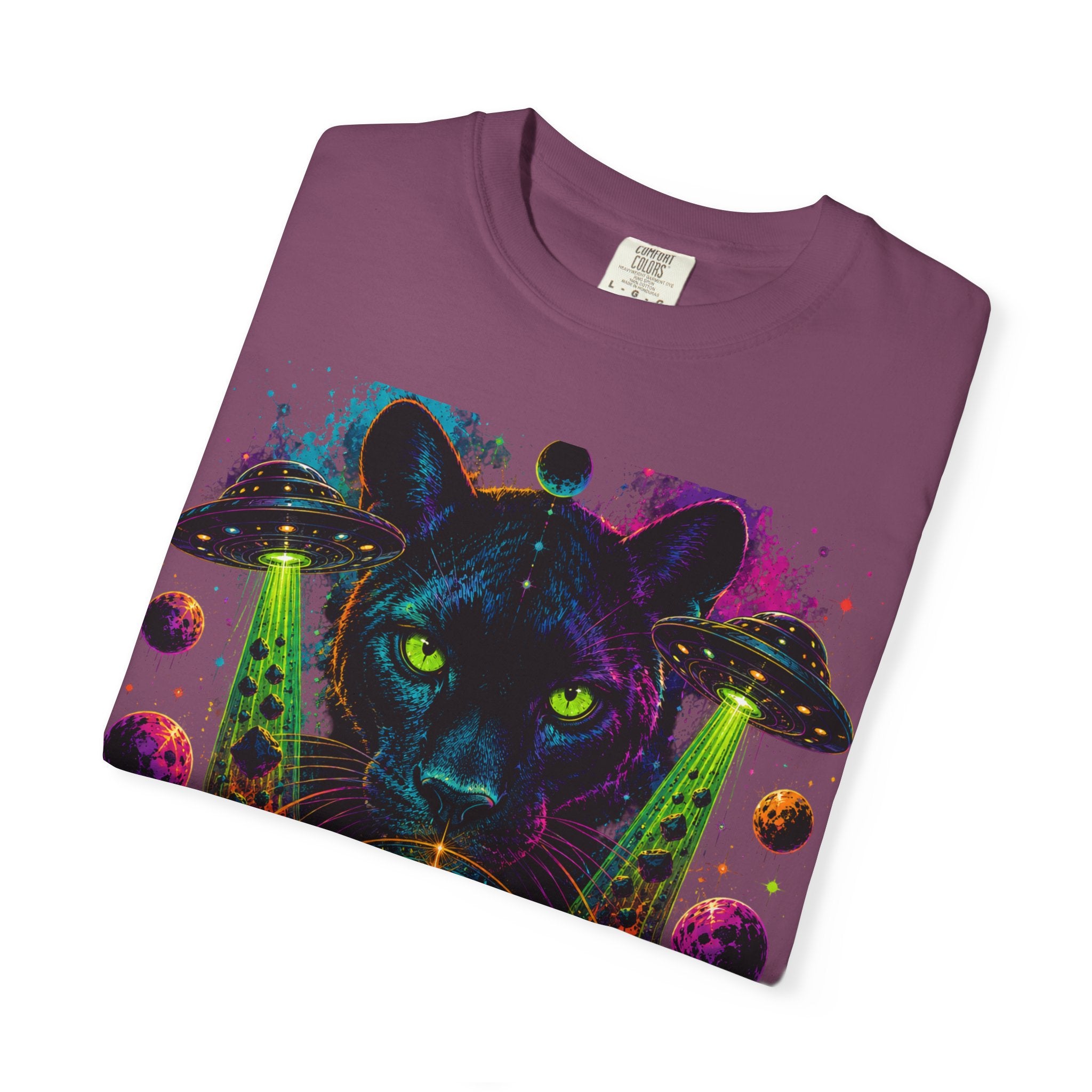 Mystic Panther Pyramid T-Shirt — Neon Psychedelic Cat Eye Graphic Tee