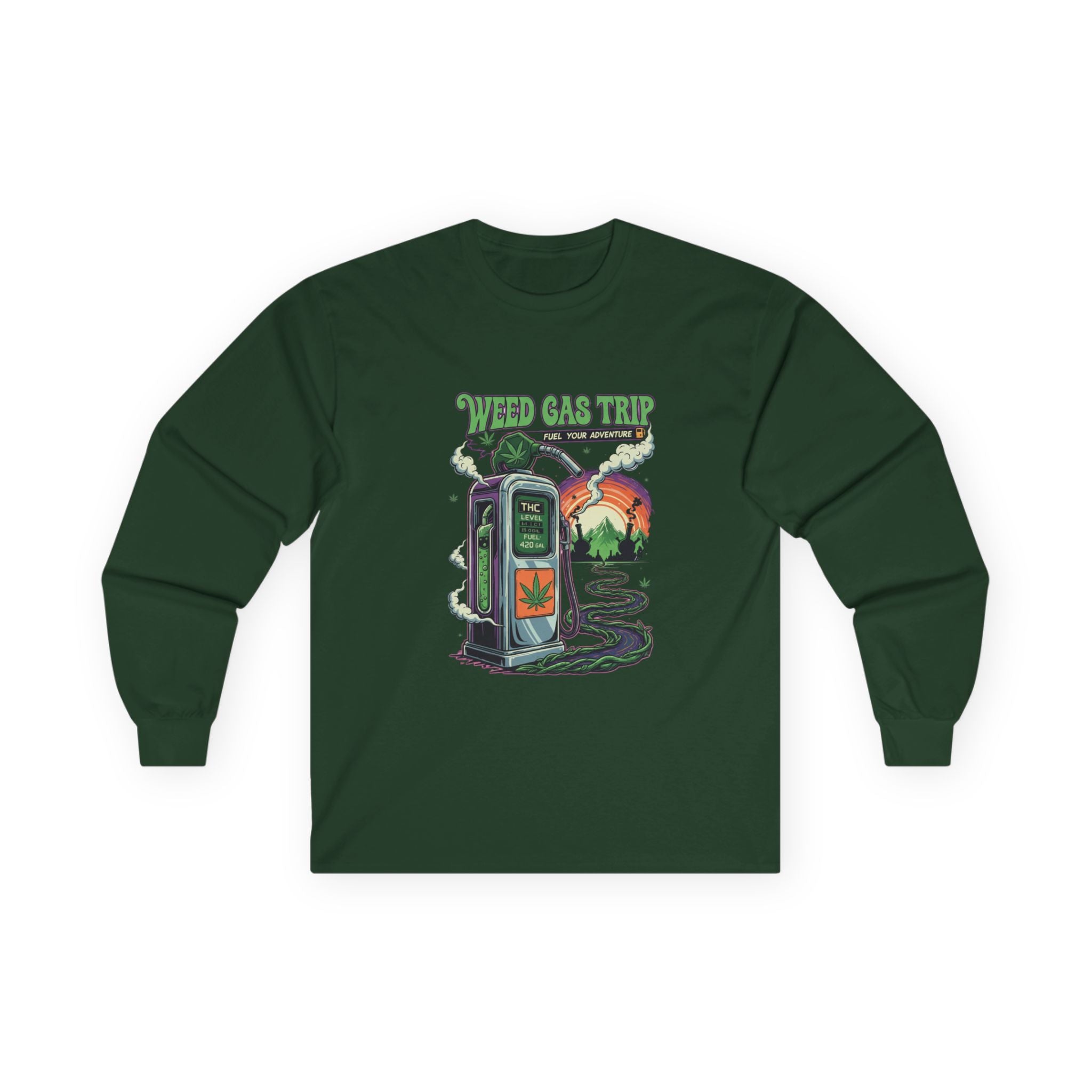 Long Sleeve Tee - Weed Gas Trip Design