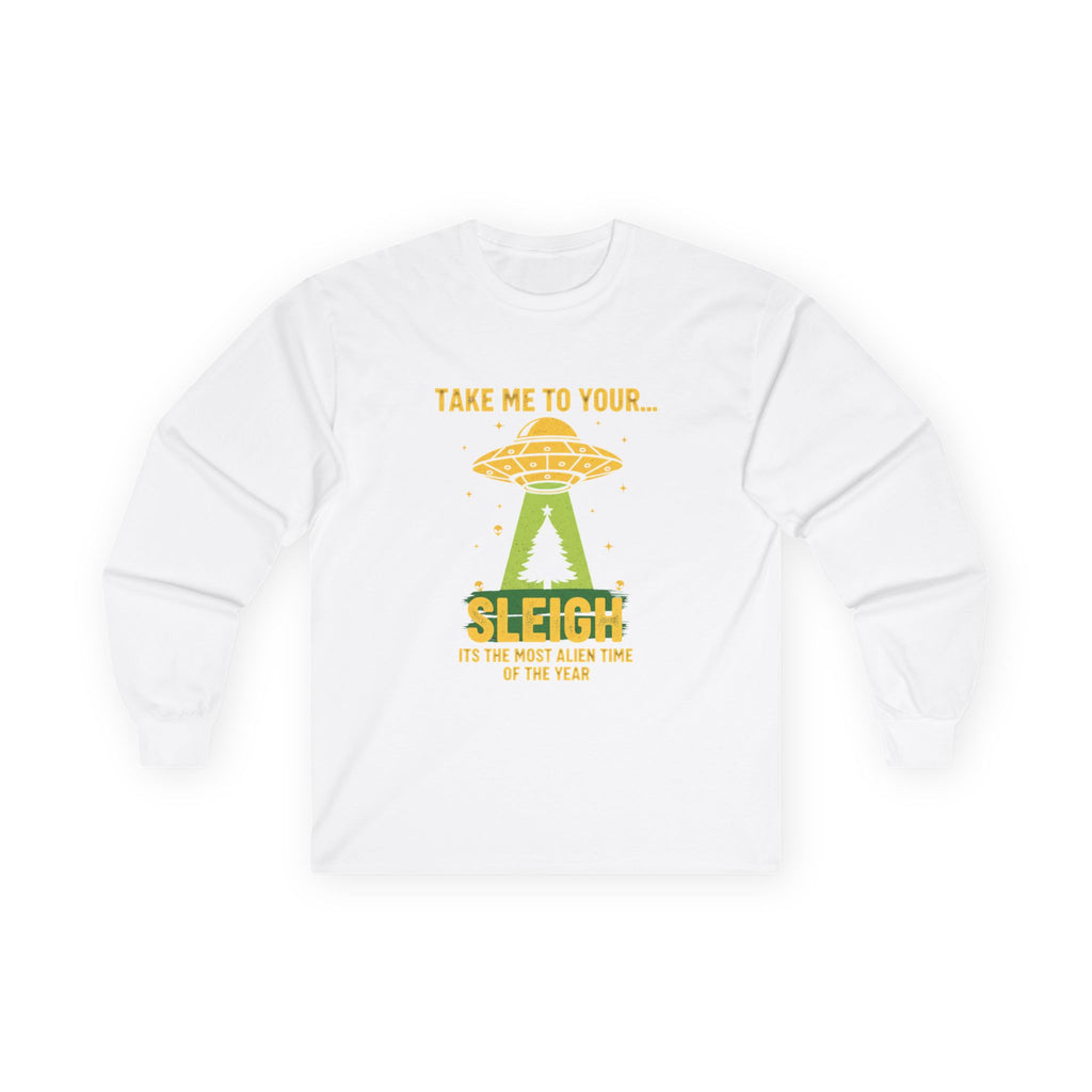 UFO 'Take Me to Your Leader' Long Sleeve Tee — Alien Holiday Graphic