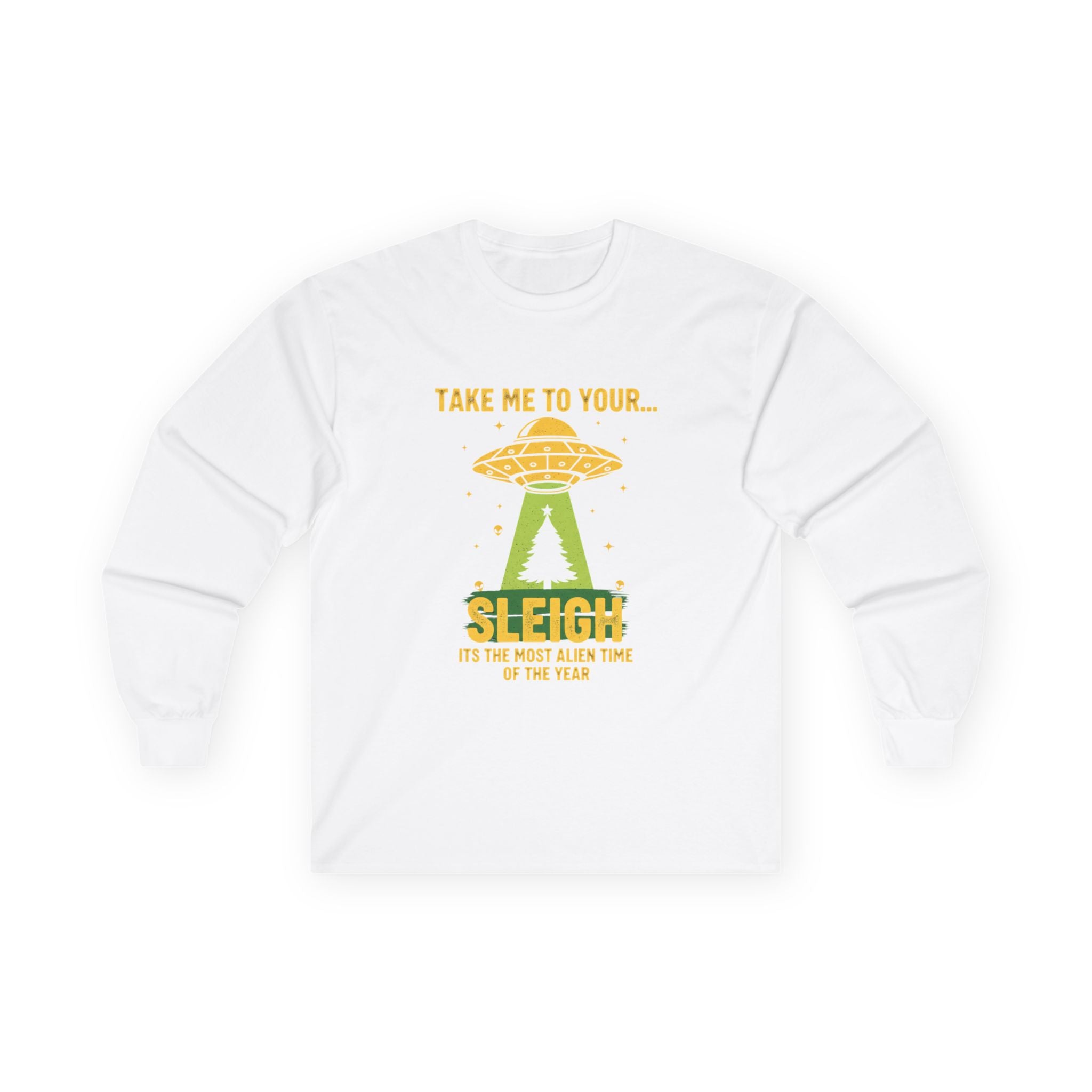 UFO 'Take Me to Your Leader' Long Sleeve Tee — Alien Holiday Graphic