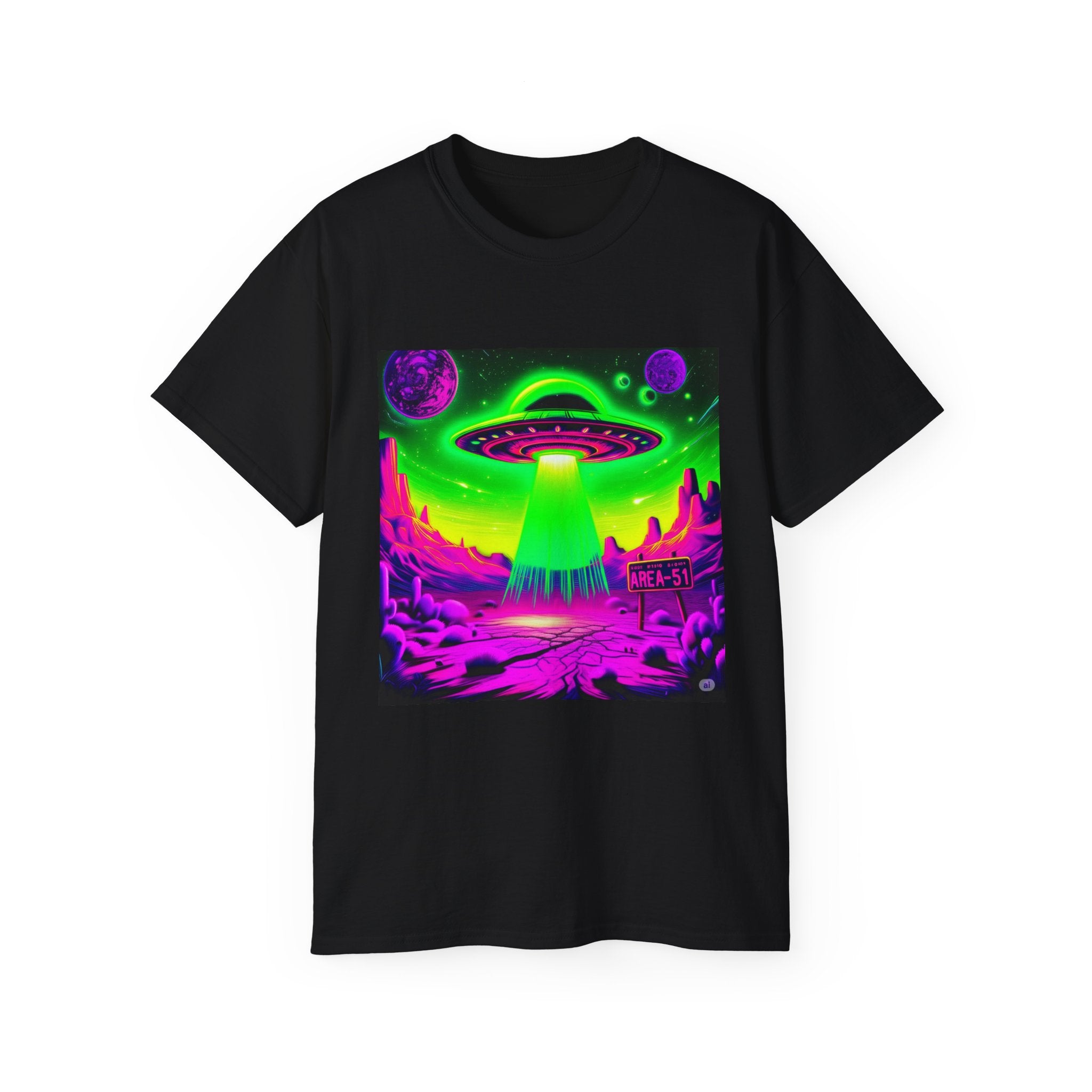 Cosmic Alien UFO Graphic T-Shirt | Neon Sci-Fi Streetwear Tee Printify