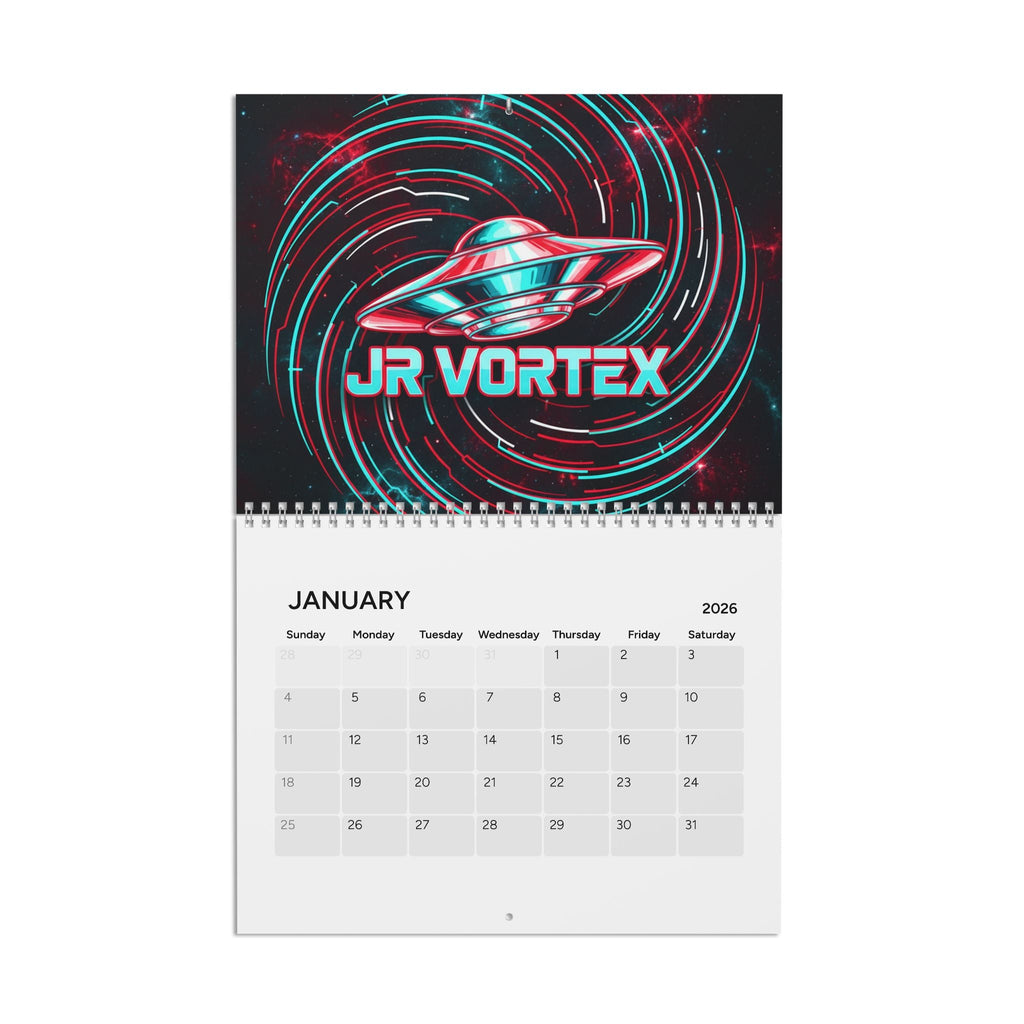 2026 JR Vortex UFO Wall Calendar — Sci‑Fi Alien Spaceship Monthly Planner Printify