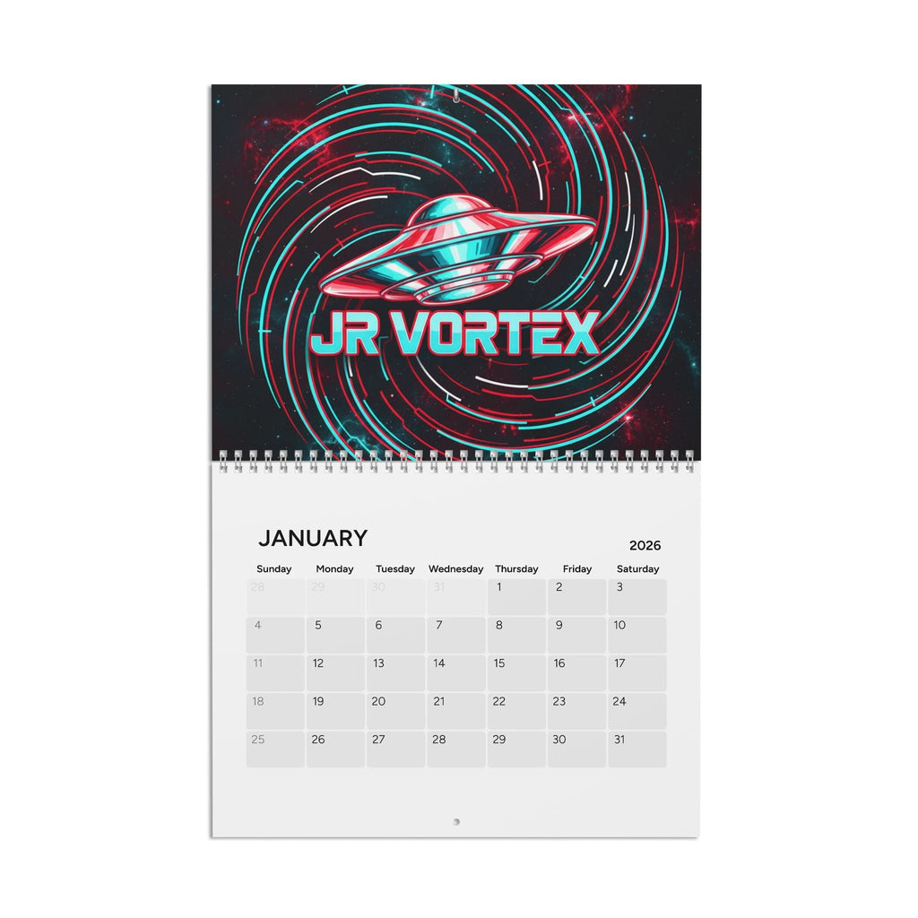 2026 JR Vortex UFO Wall Calendar — Sci‑Fi Alien Spaceship Monthly Planner Printify