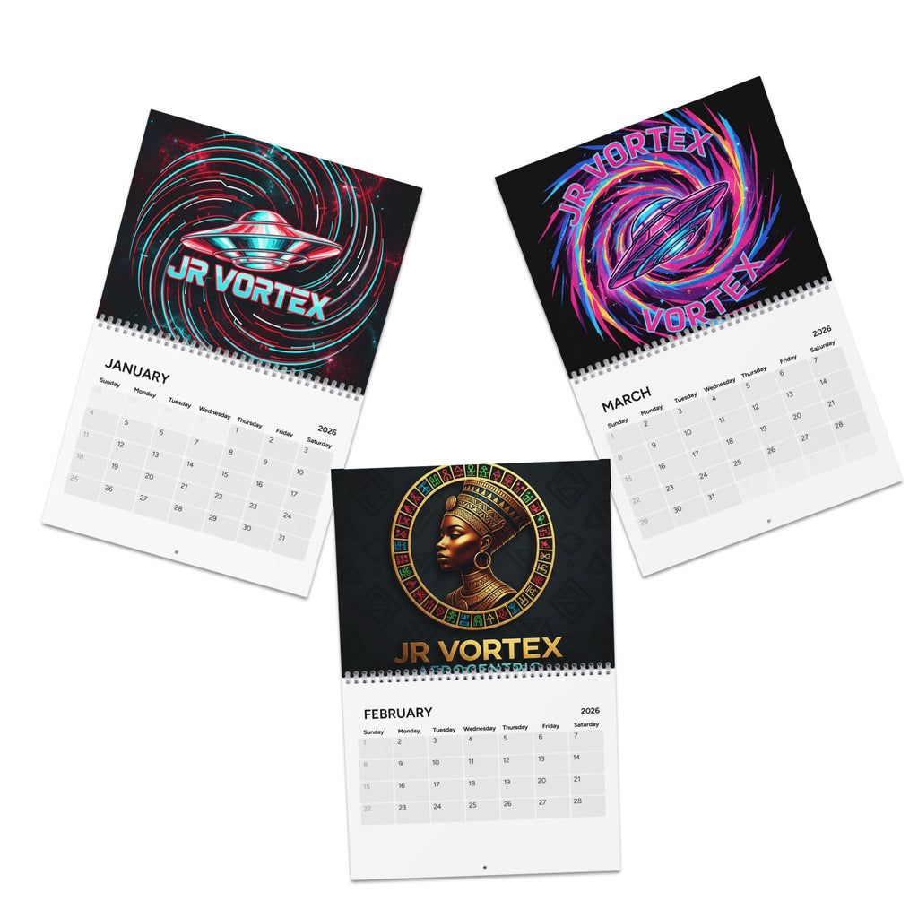 2026 JR Vortex UFO Wall Calendar — Sci‑Fi Alien Spaceship Monthly Planner Printify
