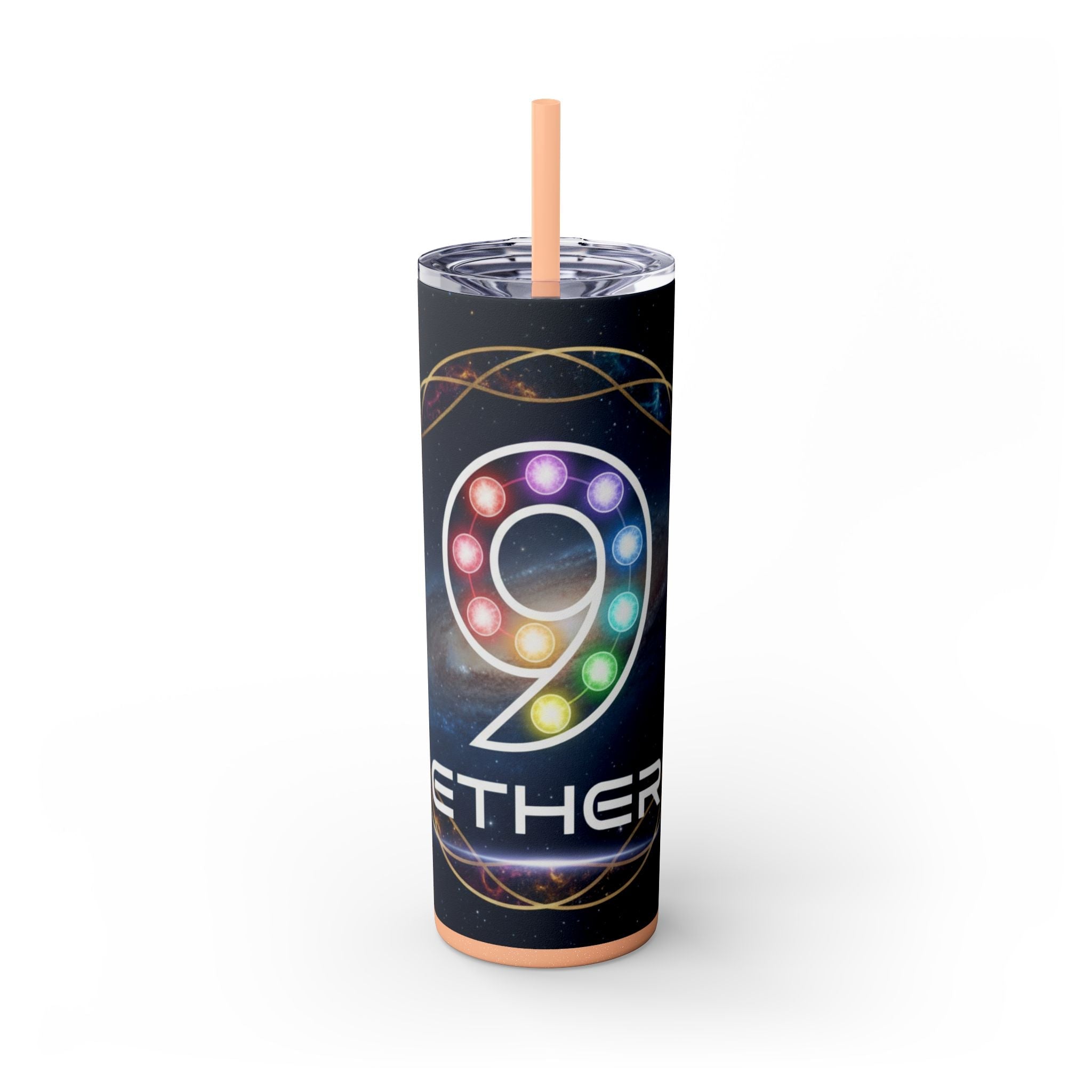20oz Skinny Tumbler – Colorful Ether 9 Logo Stainless Steel Straw Cup