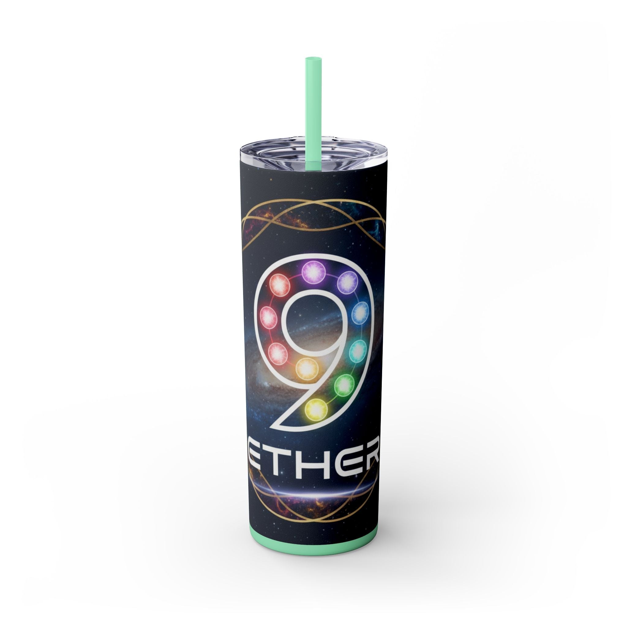 20oz Skinny Tumbler – Colorful Ether 9 Logo Stainless Steel Straw Cup