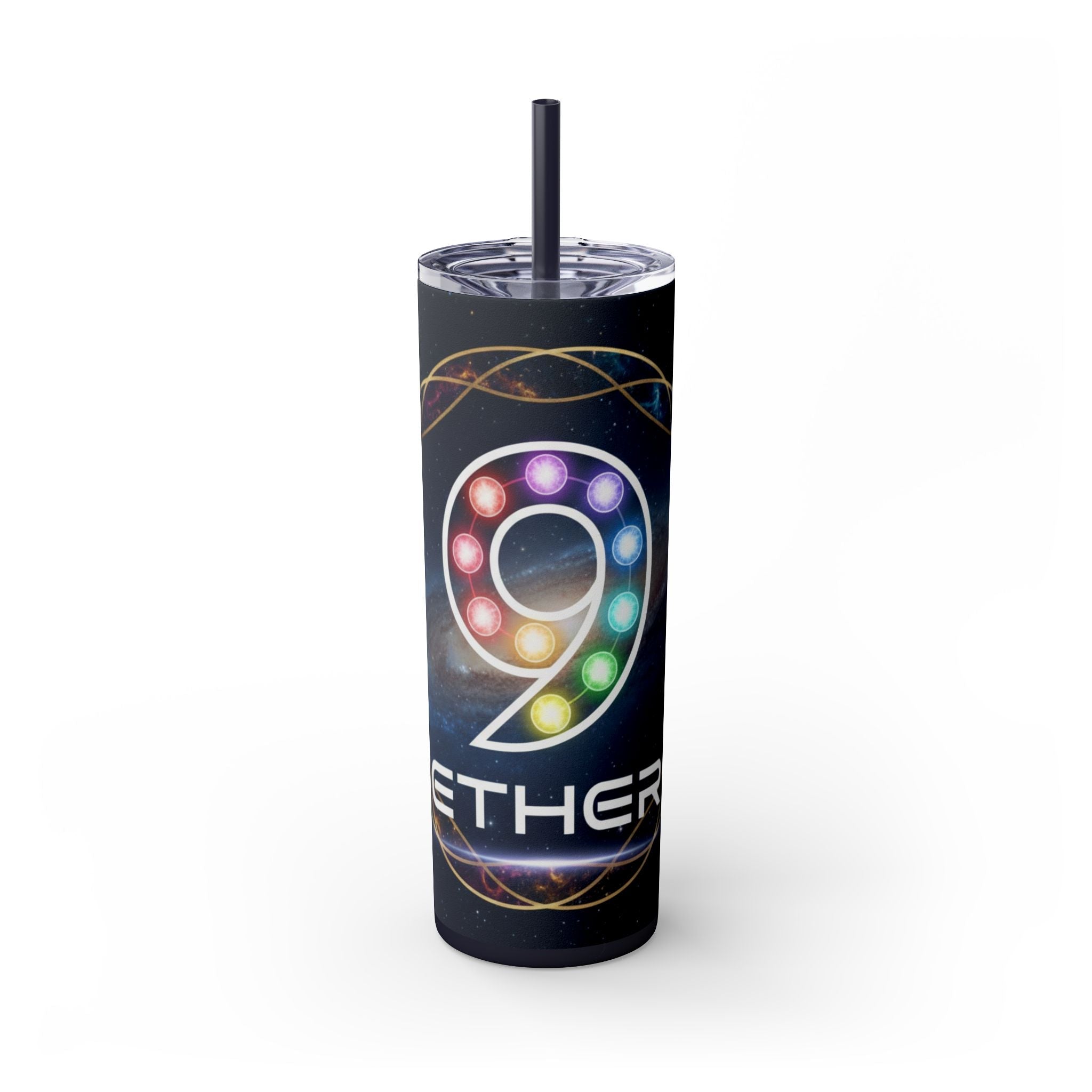 20oz Skinny Tumbler – Colorful Ether 9 Logo Stainless Steel Straw Cup