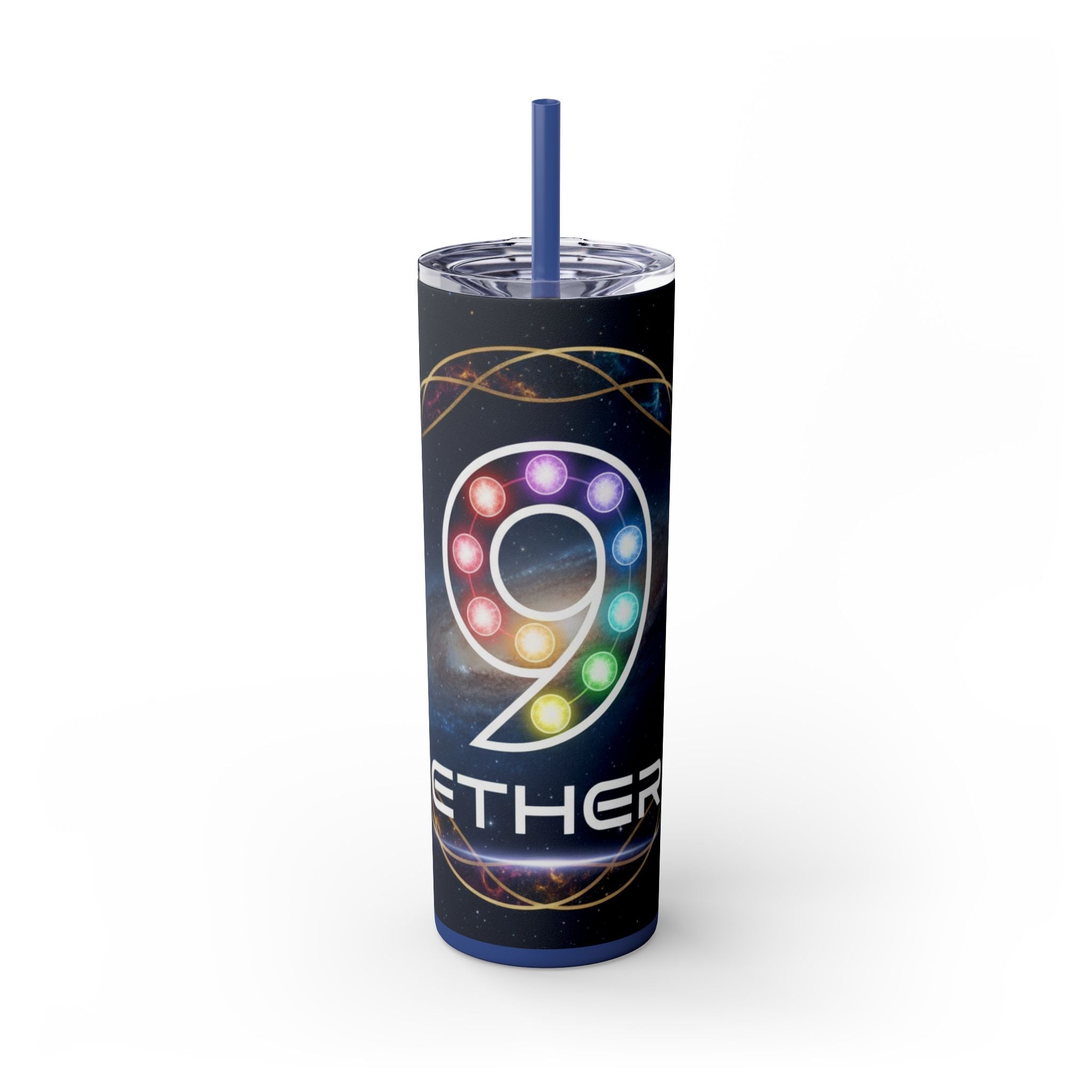 20oz Skinny Tumbler – Colorful Ether 9 Logo Stainless Steel Straw Cup