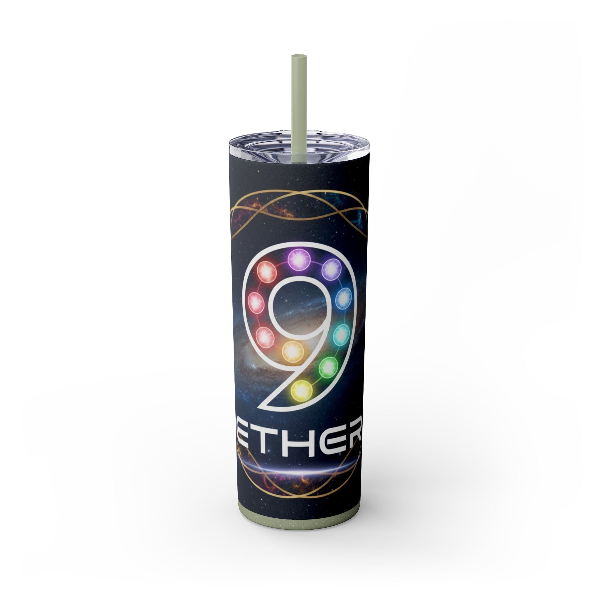 20oz Skinny Tumbler – Colorful Ether 9 Logo Stainless Steel Straw Cup