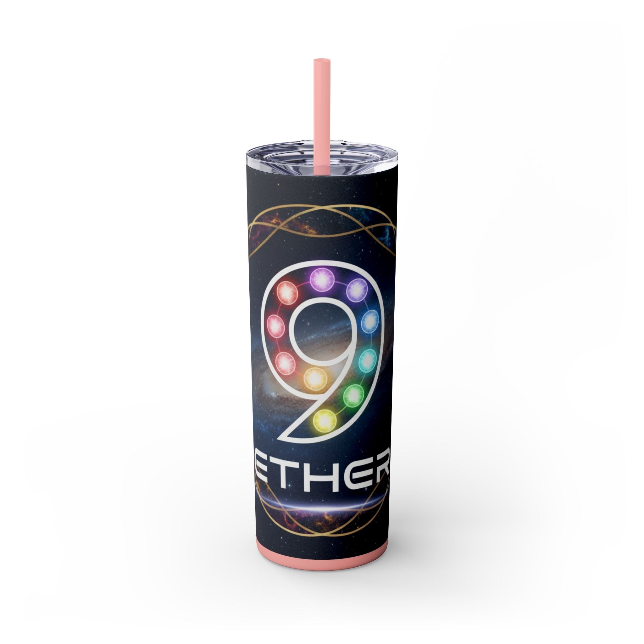 20oz Skinny Tumbler – Colorful Ether 9 Logo Stainless Steel Straw Cup
