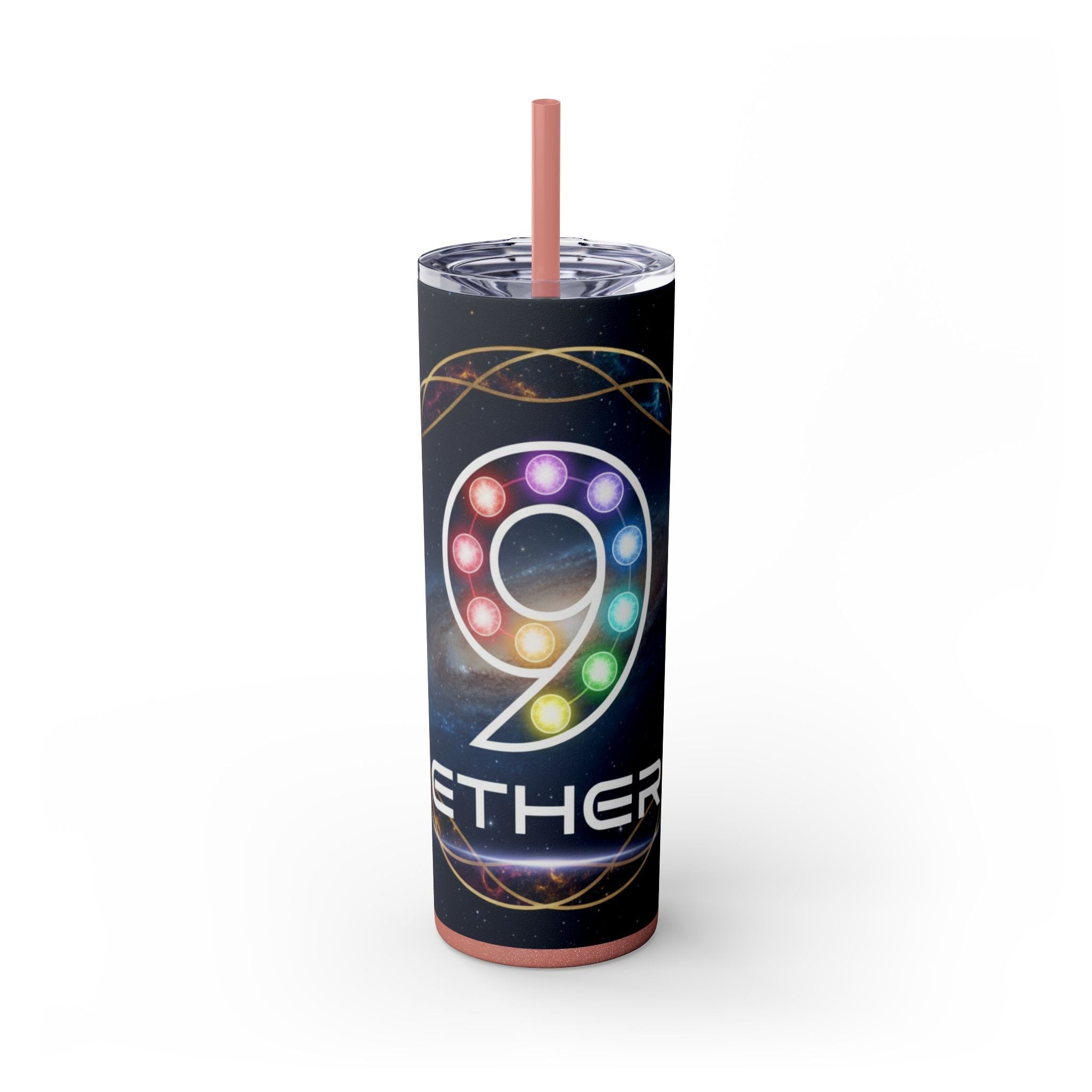 20oz Skinny Tumbler – Colorful Ether 9 Logo Stainless Steel Straw Cup