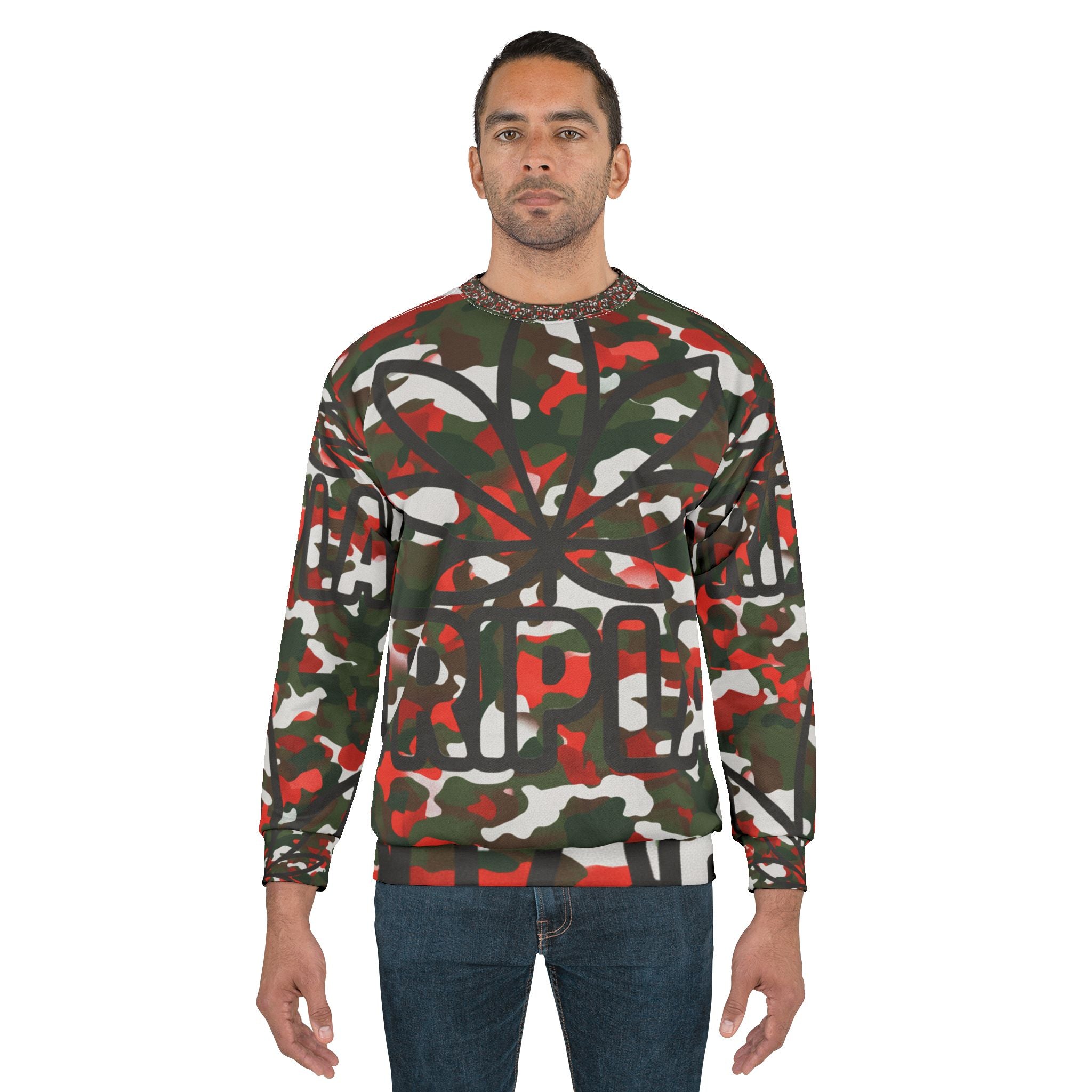 Camo Cannabis Leaf Sweatshirt – Woodland Marijuana Graphic Crewneck