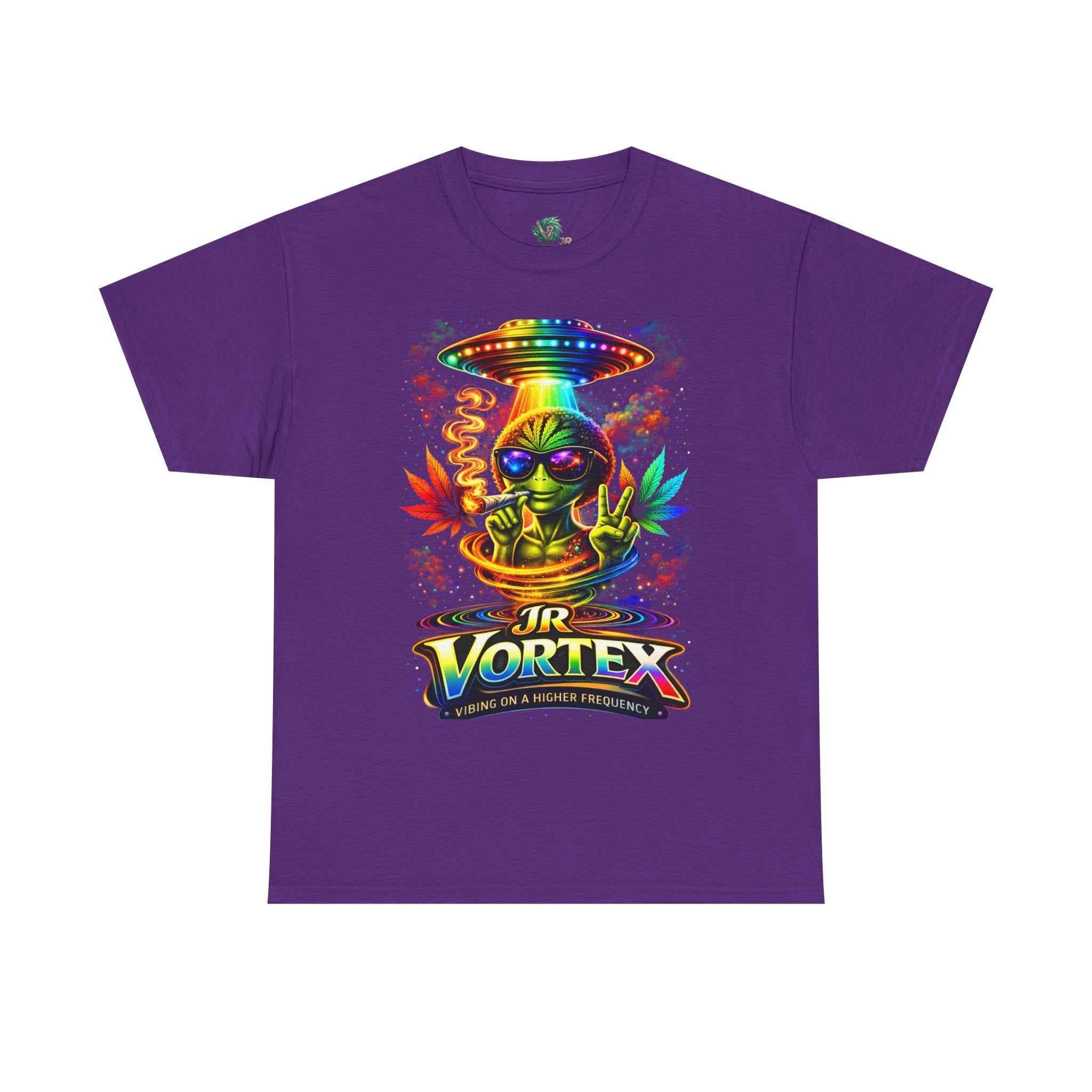 JR Vortex Alien UFO Tee – Psychedelic Cannabis Streetwear T-Shirt | Vibing on a Higher Frequency