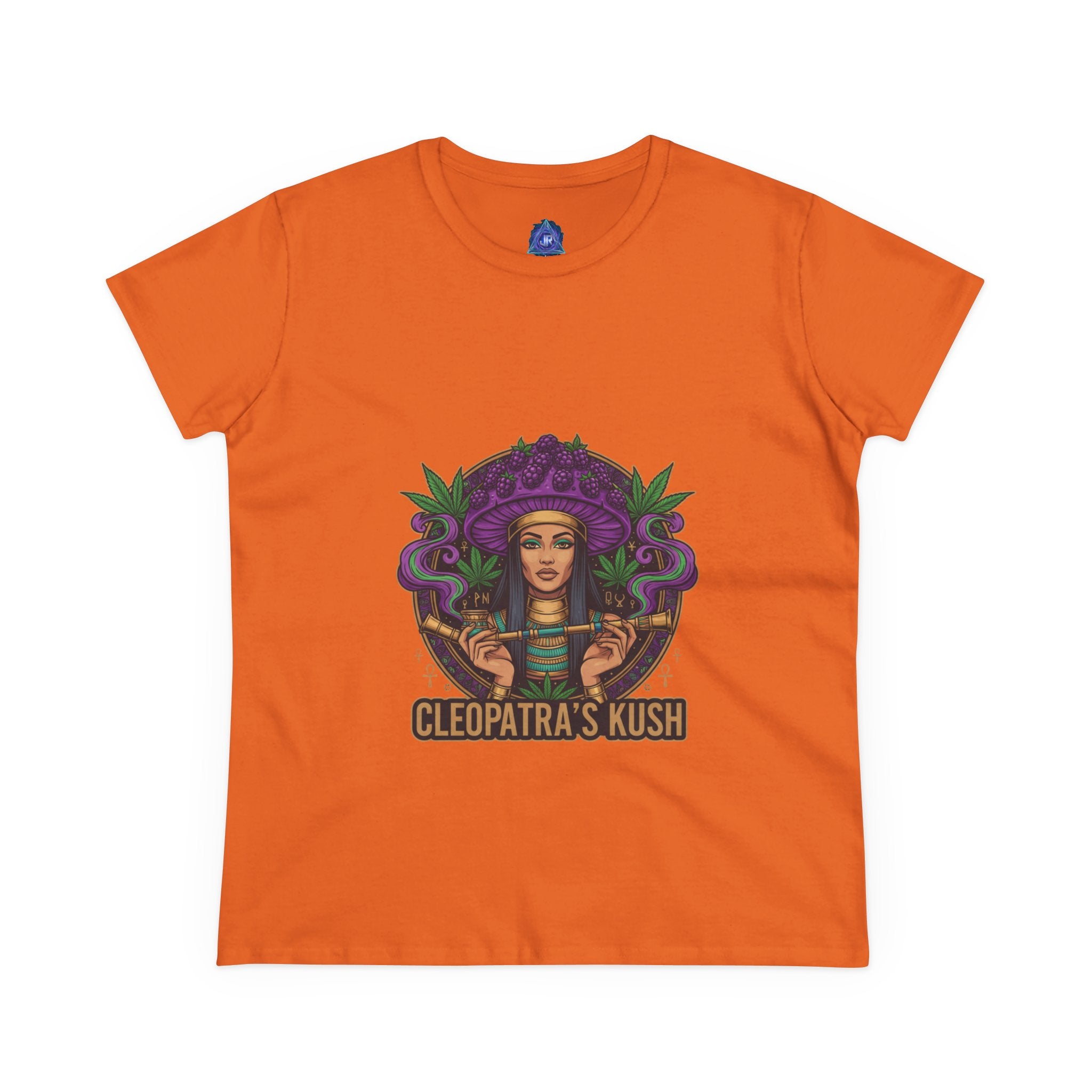 Cleopatra's Kush Women's Midweight Cotton Tee - Stylish Cannabis-Inspired T-Shirt