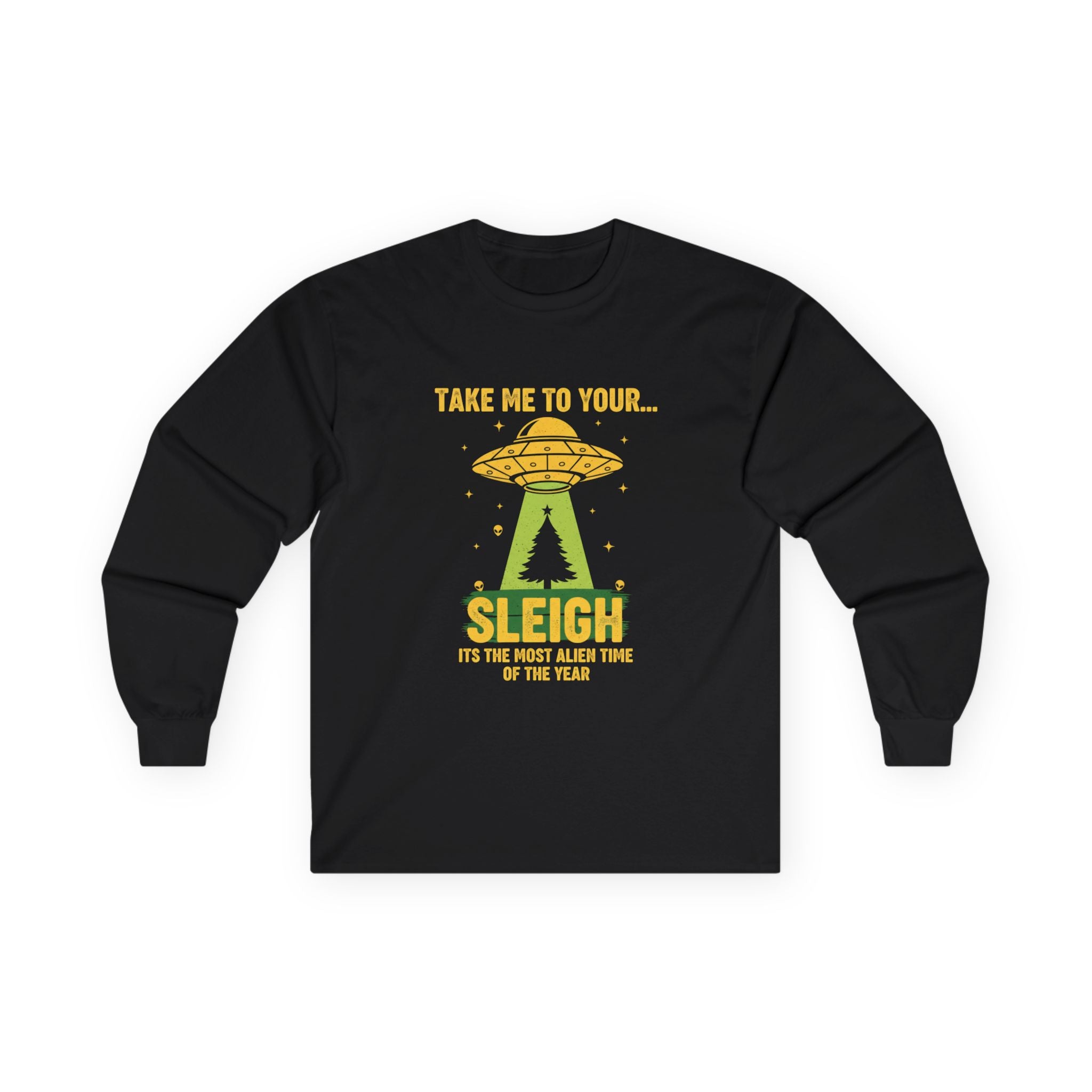 UFO 'Take Me to Your Leader' Long Sleeve Tee — Alien Holiday Graphic
