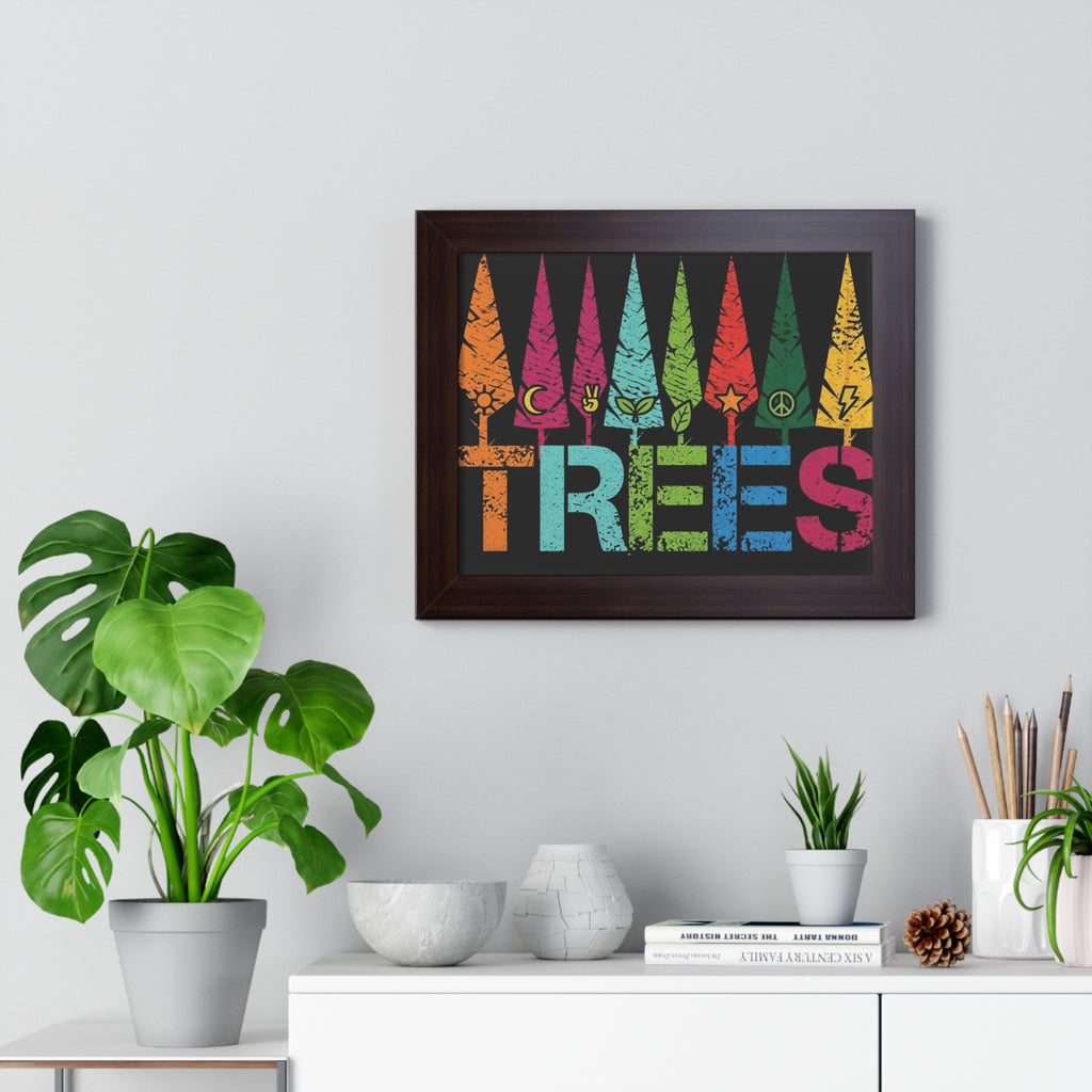Framed Poster — Colorful 'TREES' Rainbow Woodland Art Print