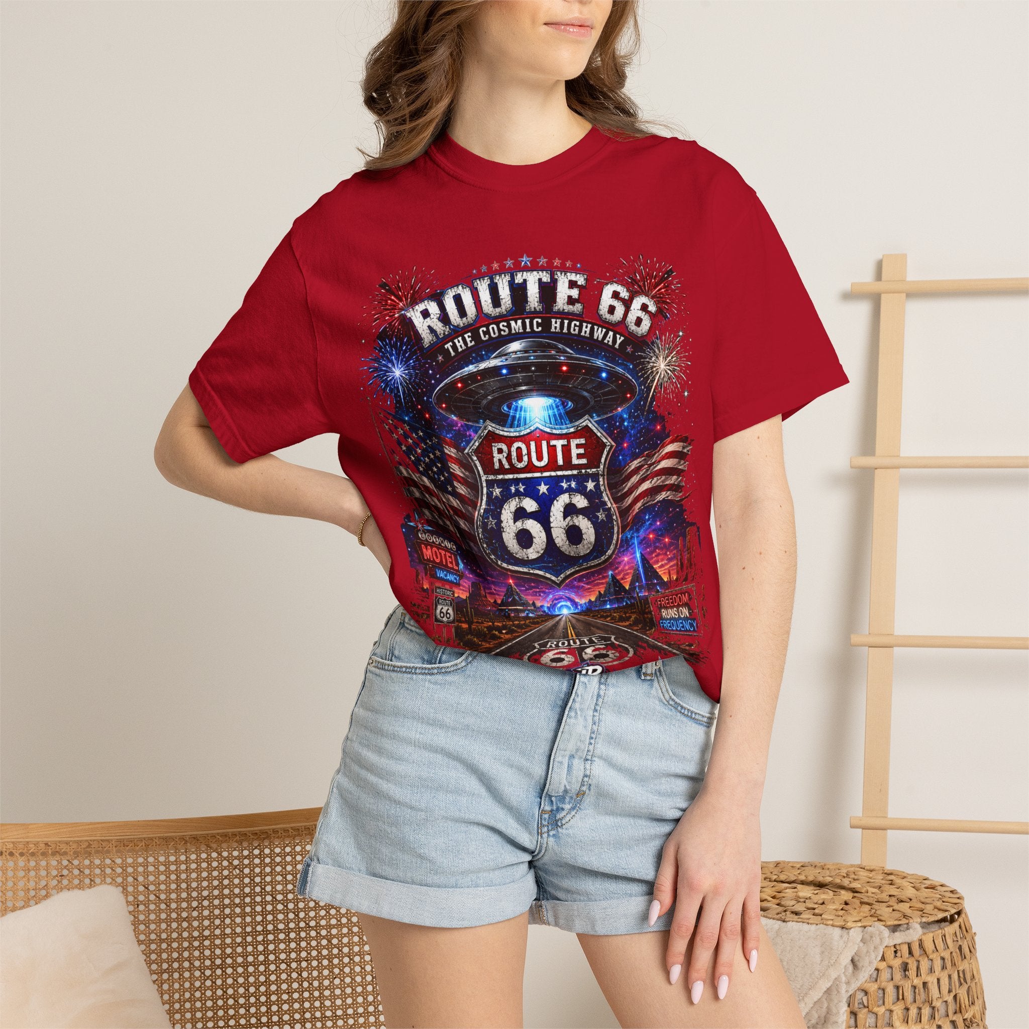 Route 66 Vintage Graphic T-Shirt — The Cosmic Highway Road Trip Tee