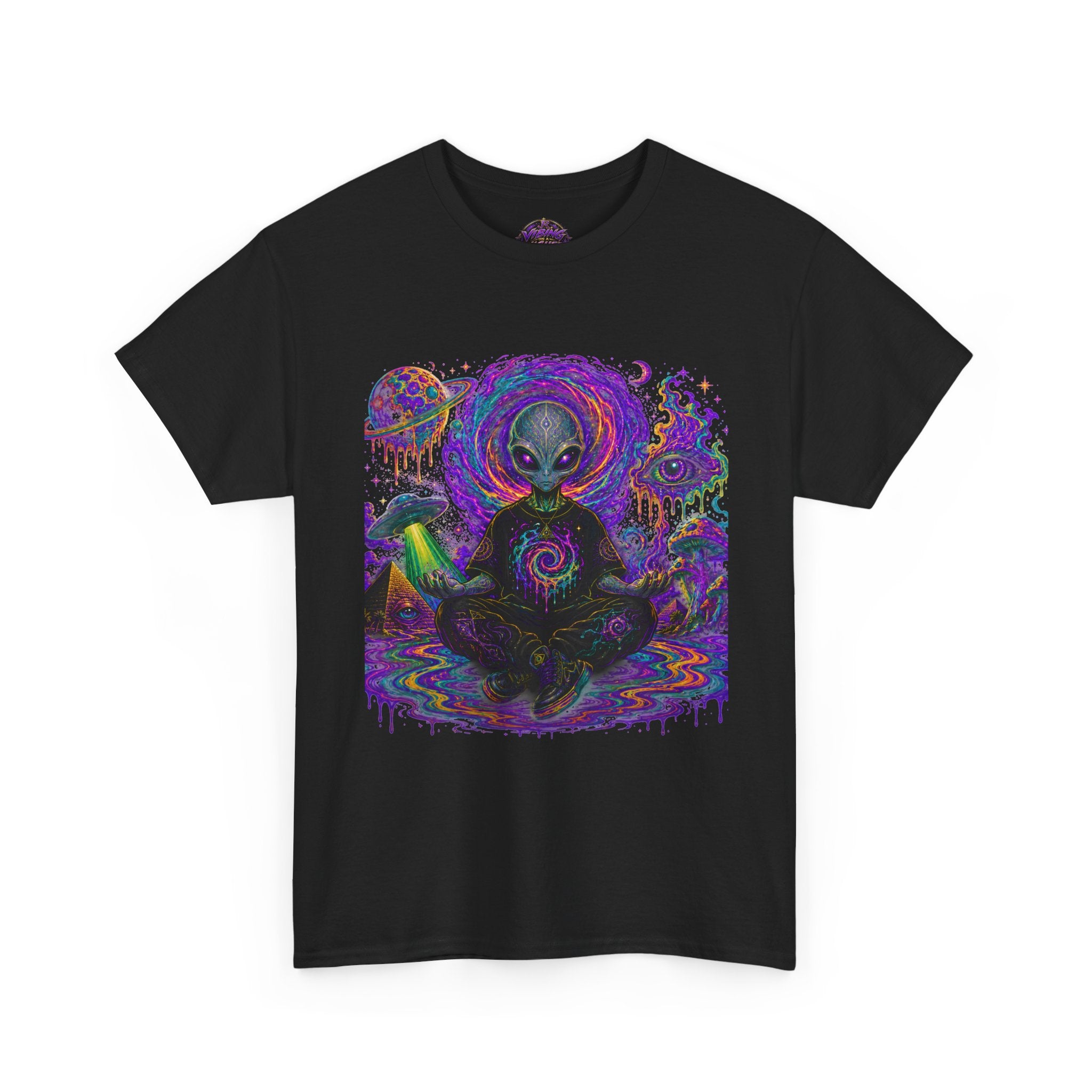 Alien Meditation T-Shirt — Psychedelic Cosmic Yoga Graphic Tee
