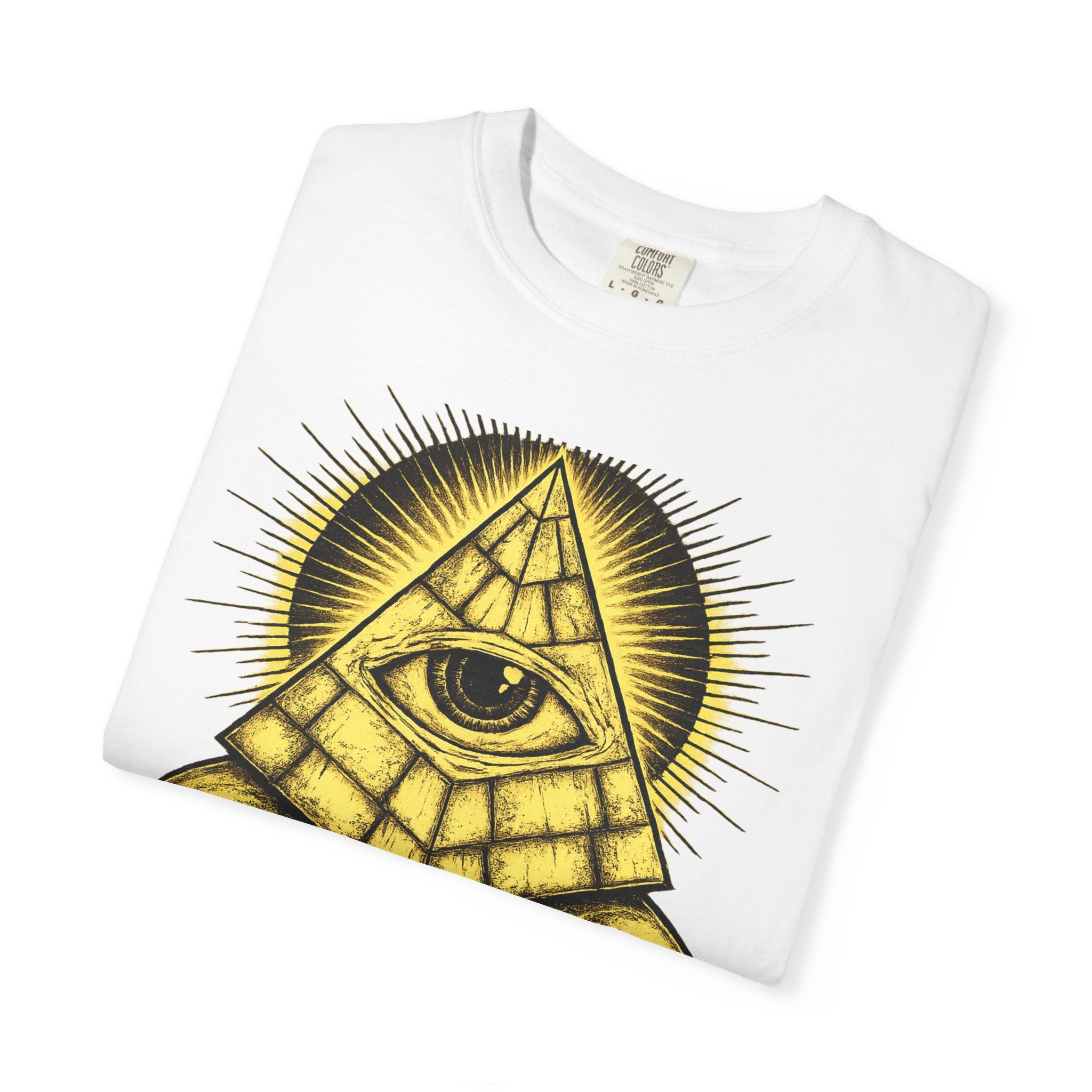 Higher Frequency Pyramid Eye T-Shirt — Occult Skull Graphic Tee Printify