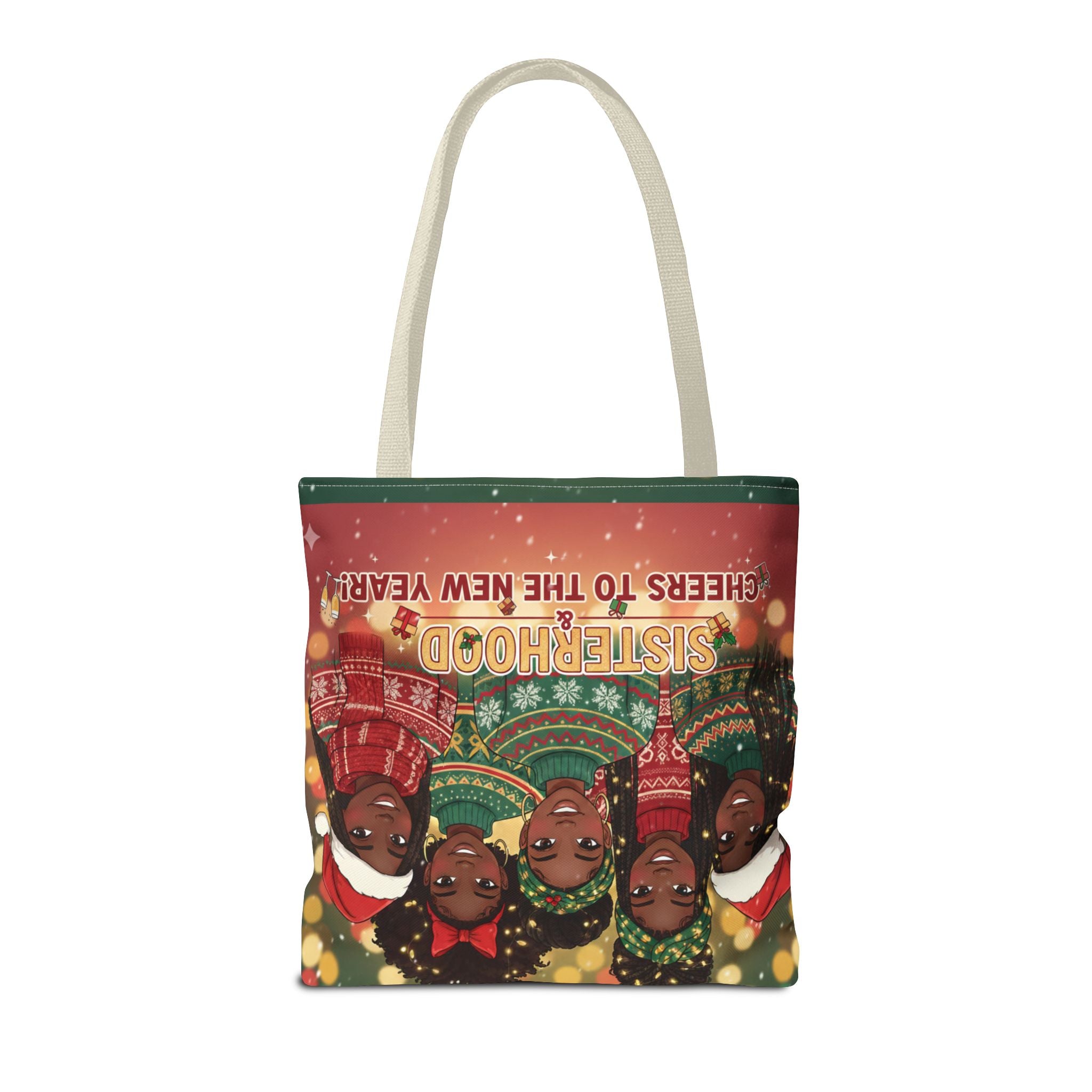 Sisterhood Holiday Tote Bag — “Cheers to the New Year!” Christmas Market Bag