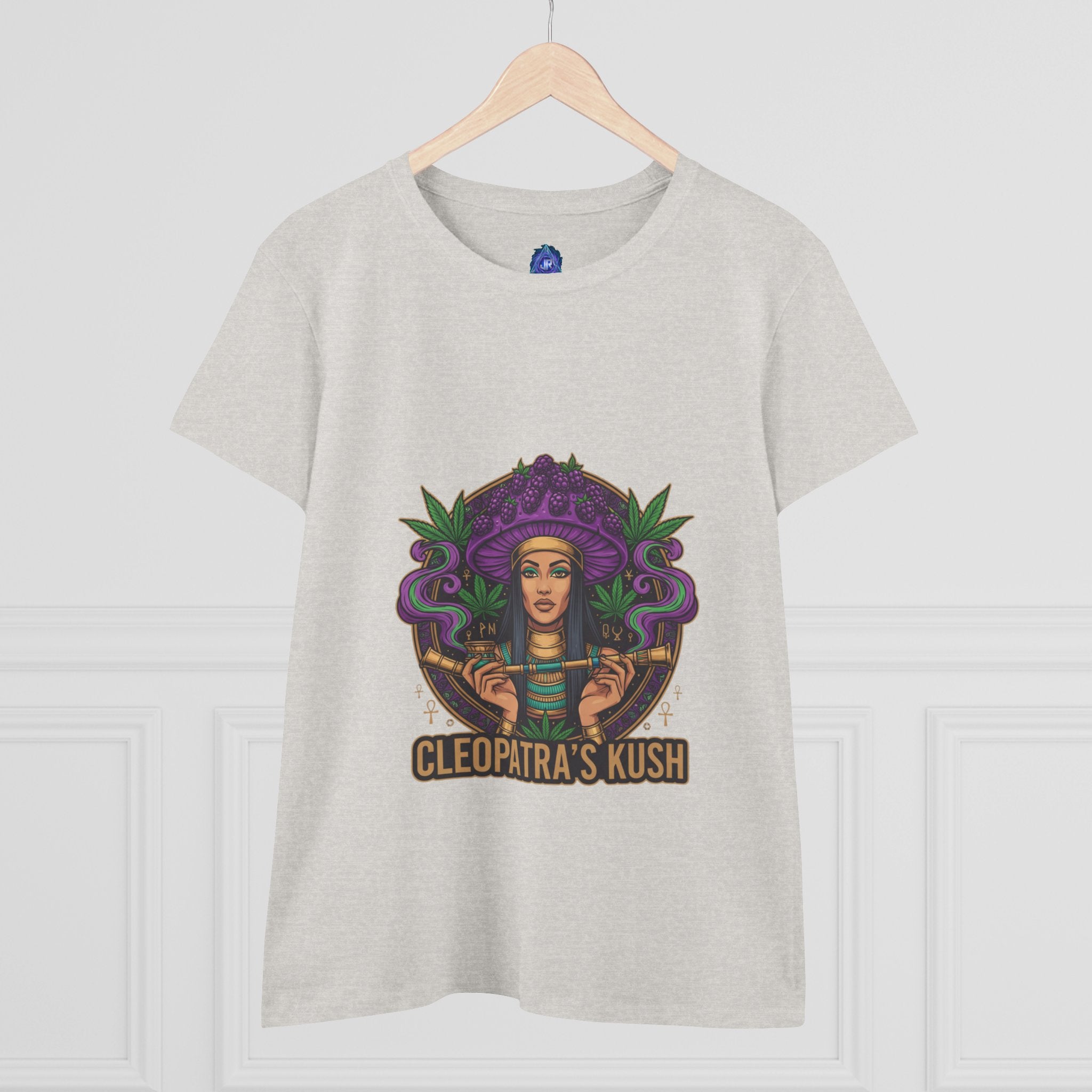 Cleopatra's Kush Women's Midweight Cotton Tee - Stylish Cannabis-Inspired T-Shirt